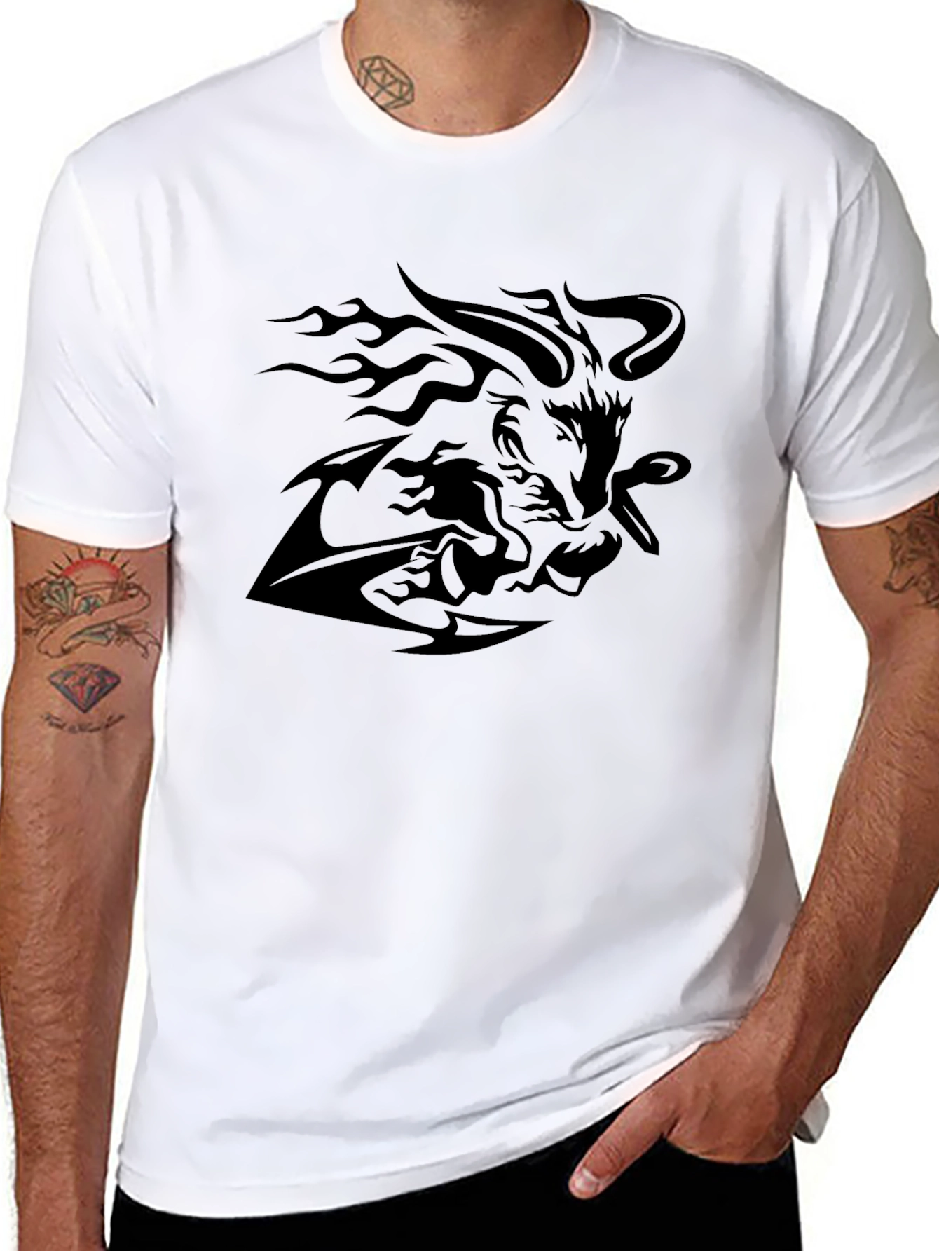 Black Black Graphic Tee - Lion & Flames view 8