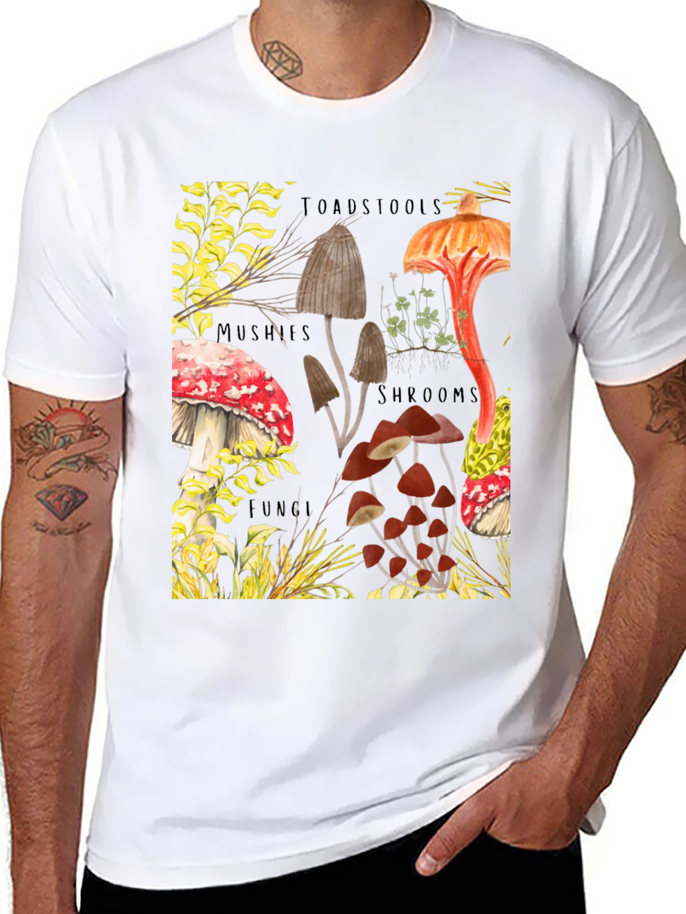 Black Mushroom Print T-Shirt - Fun Guy Apparel view 8