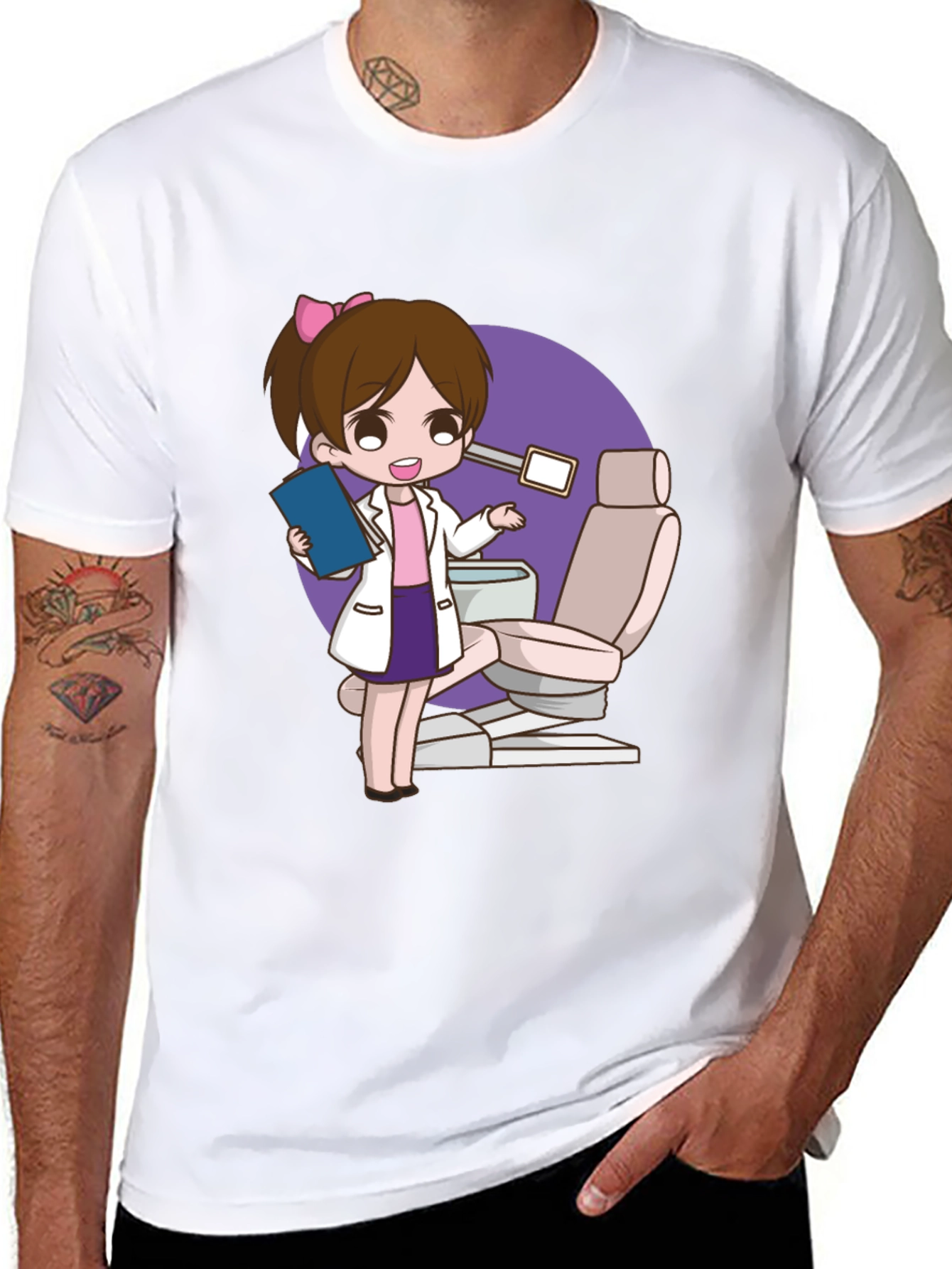 Black Dentist Cartoon Graphic T-Shirt view 8