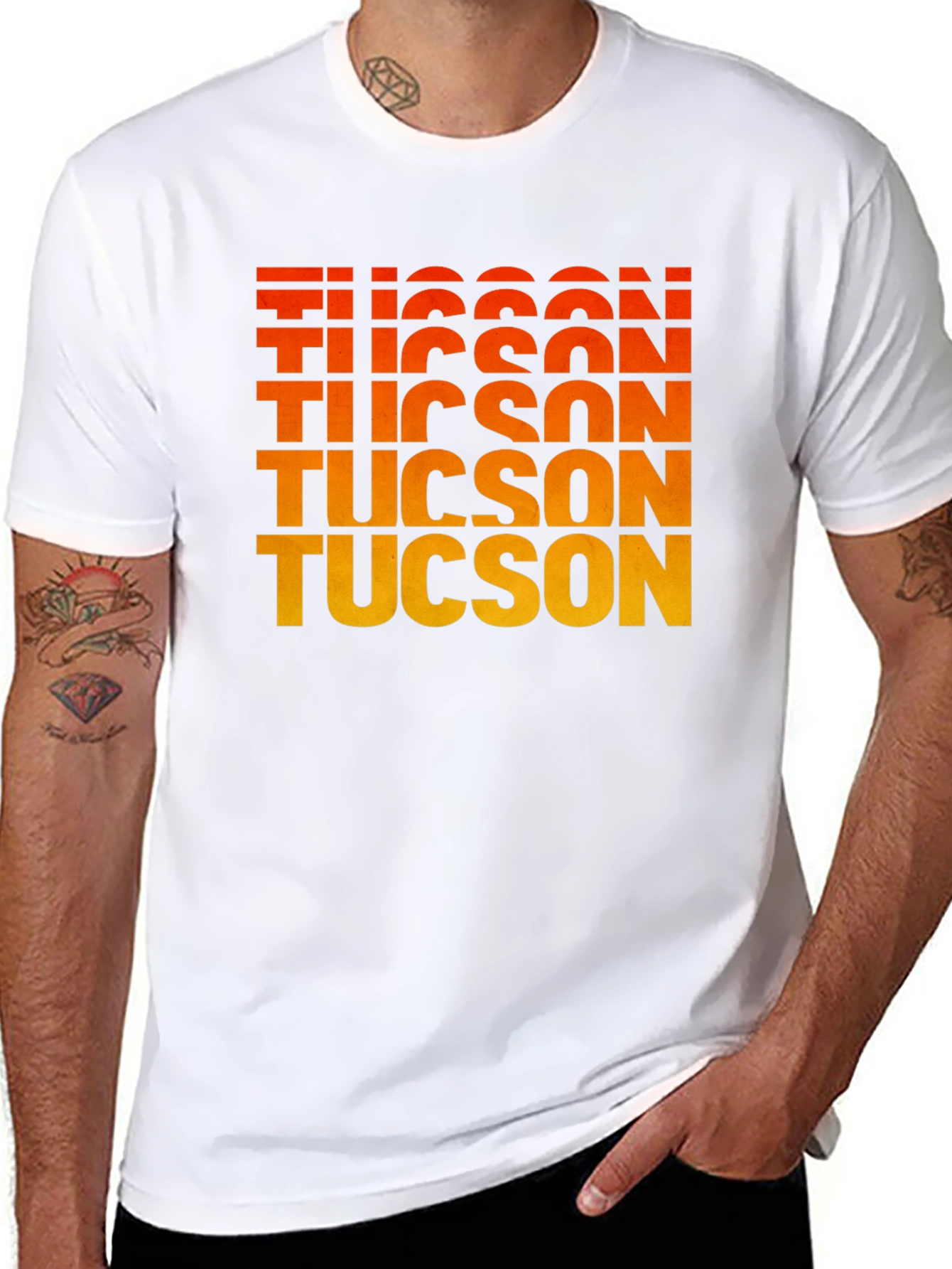 Black Tucson Gradient Text Graphic Tee - Retro Style view 8
