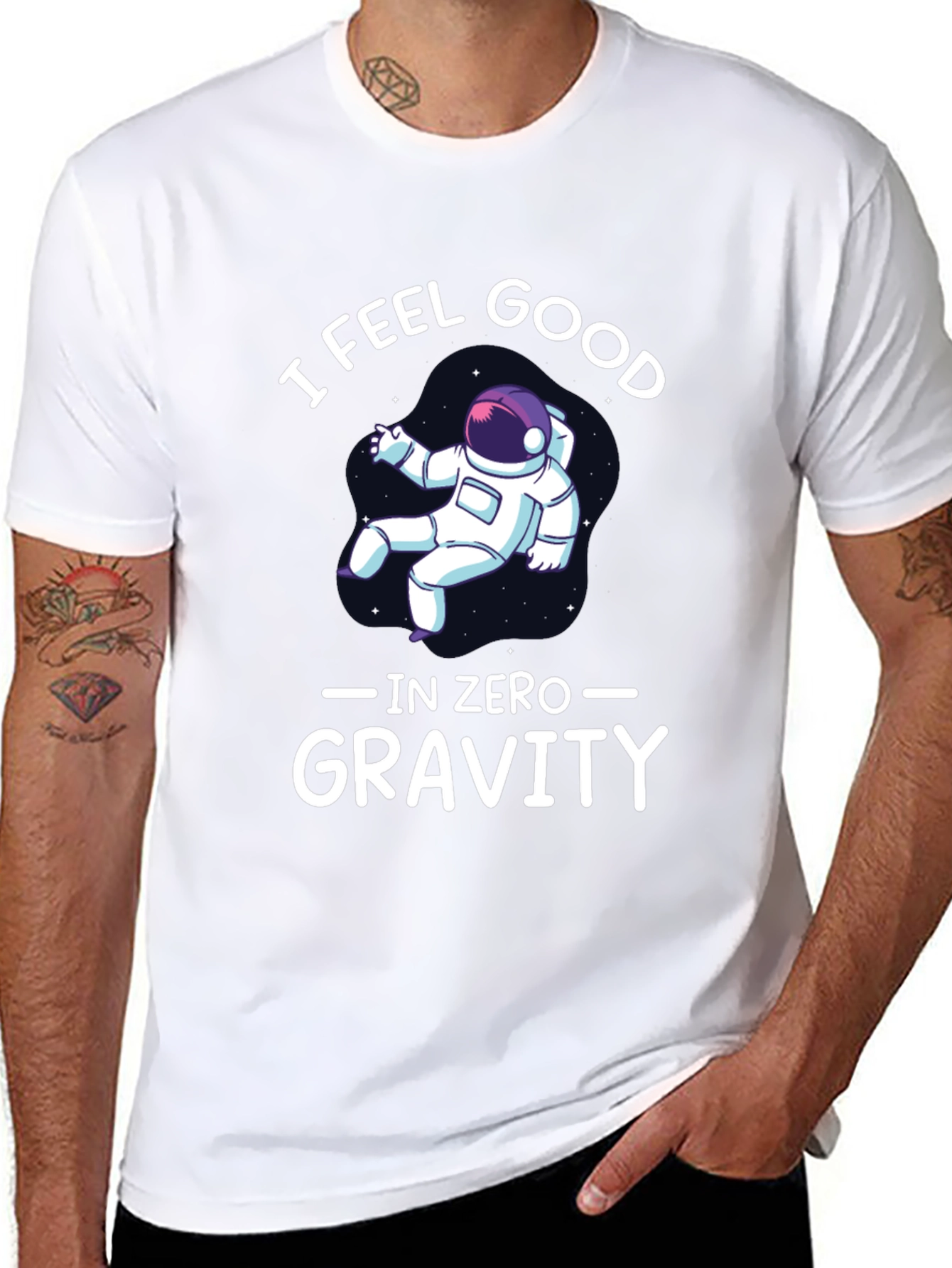Black I Feel Good in Zero Gravity Graphic T-Shirt view 8