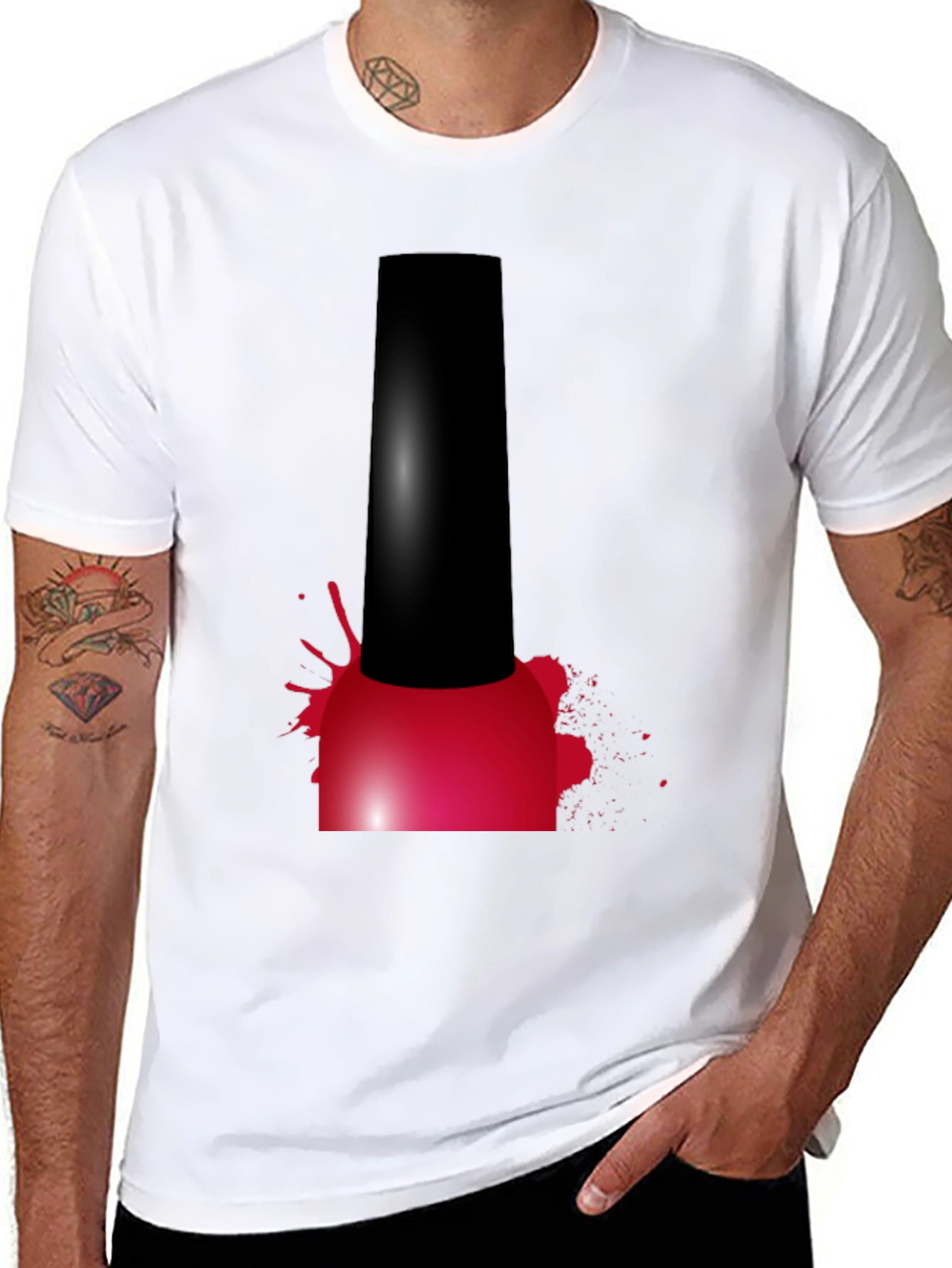 Black Nail Polish Splatter Graphic T-Shirt view 8