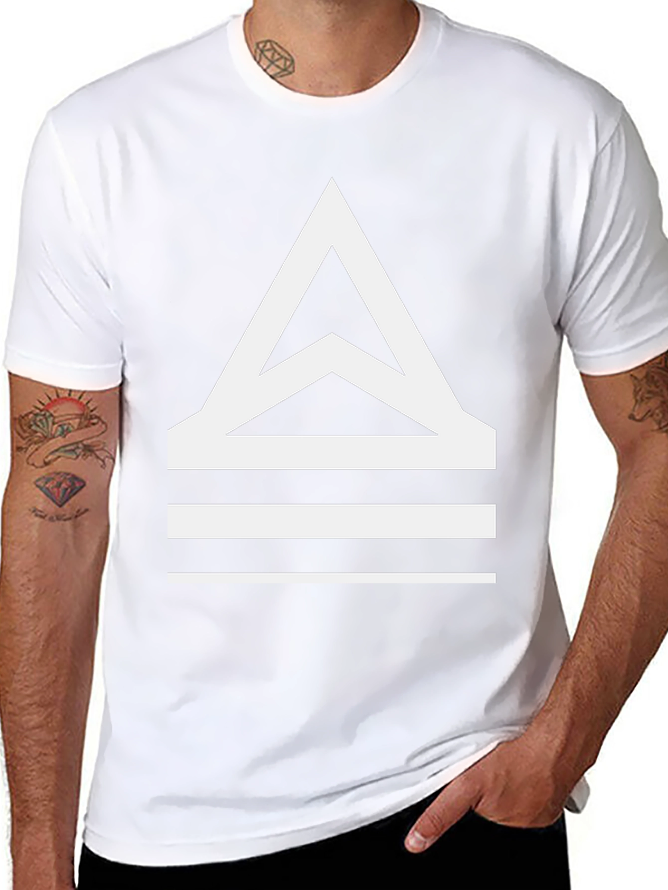 Black Modern Geometric Triangle Graphic Tee view 8