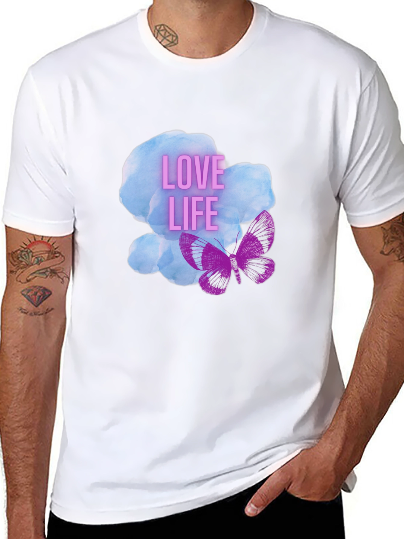 Black Love Life Butterfly Graphic Tee - Stylish Black T-Shirt view 8