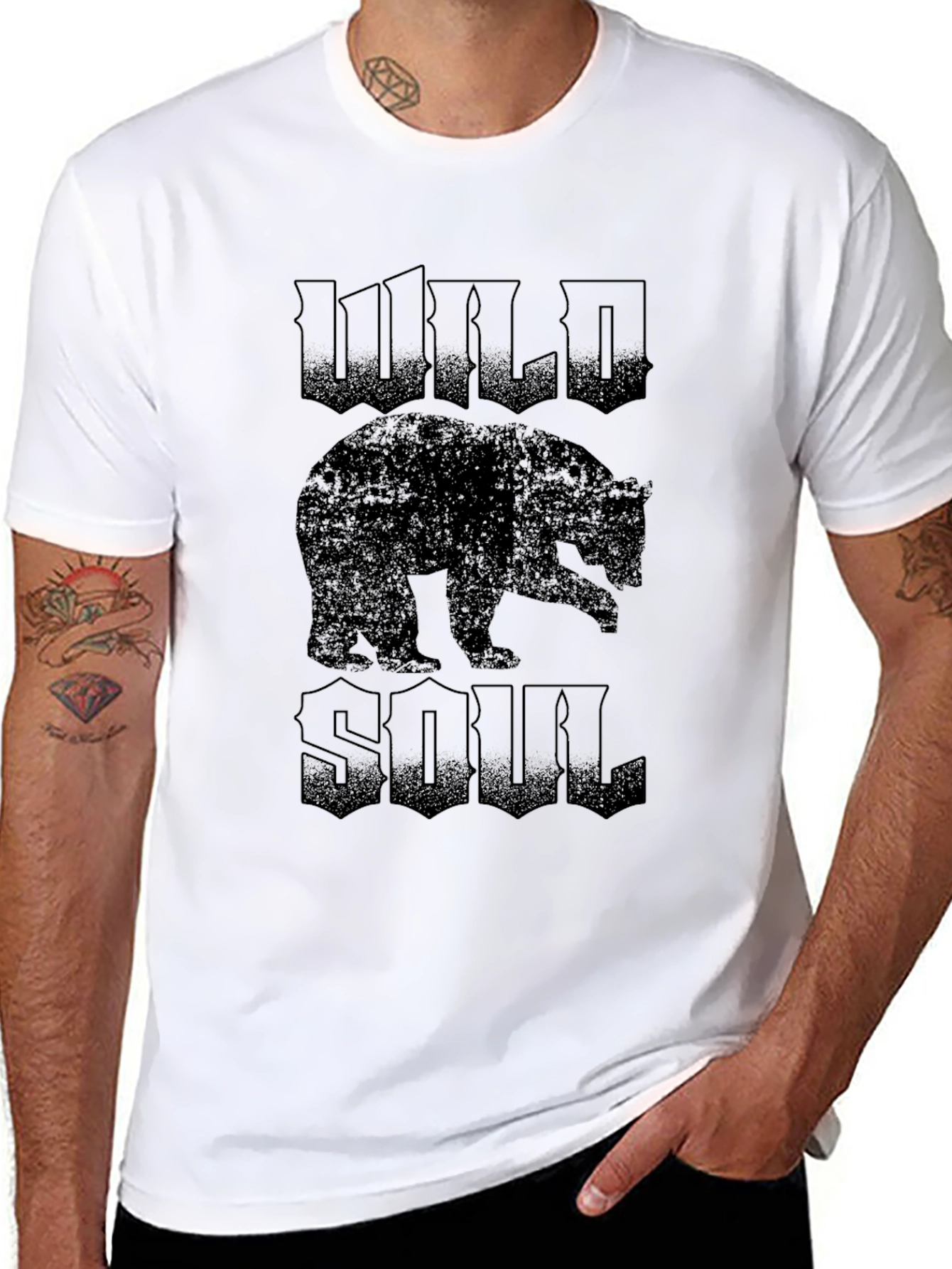 Black Wild Soul Bear Graphic Tee - Black view 8