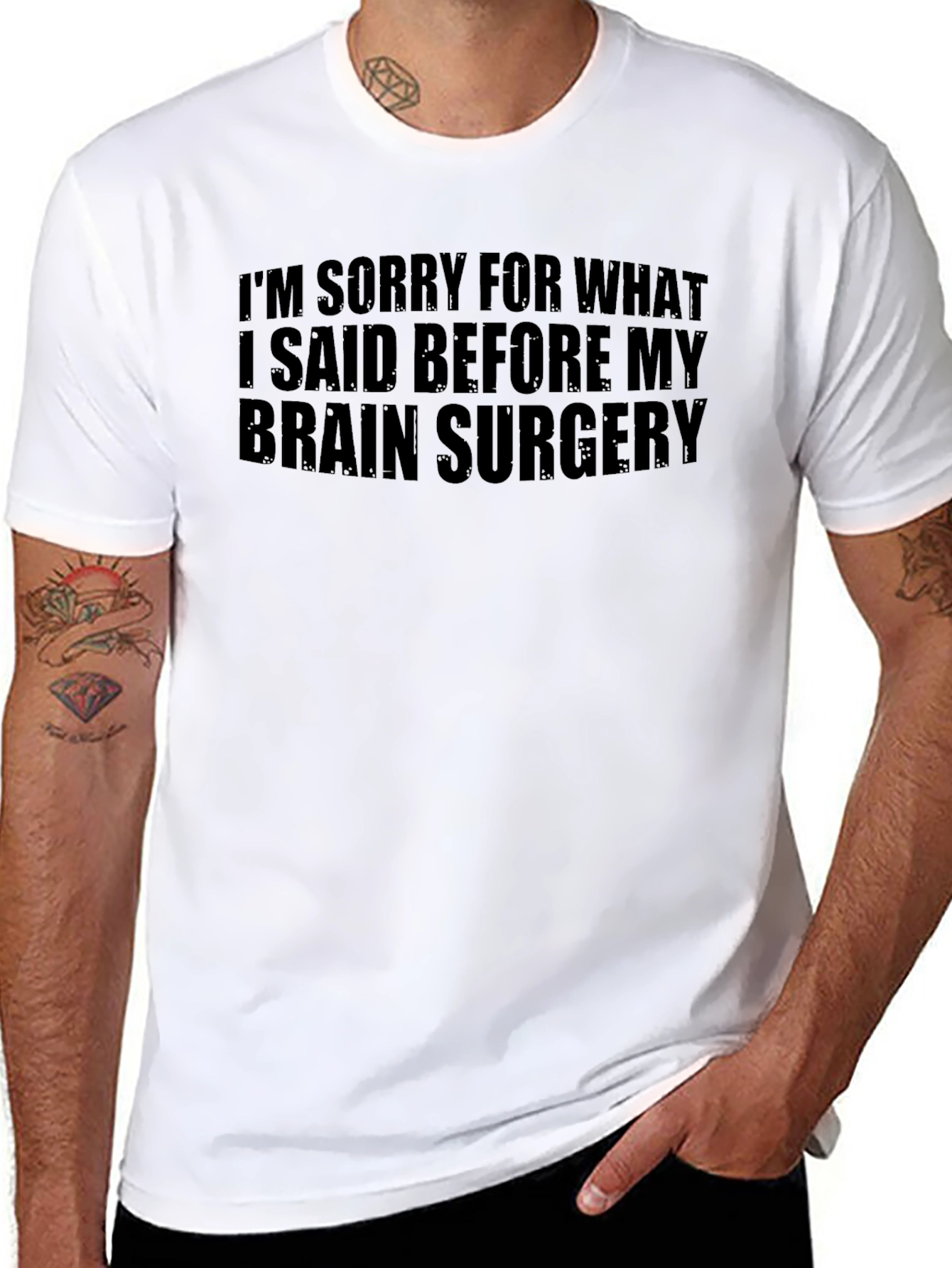 Black Funny Brain Surgery Apology T-Shirt view 8