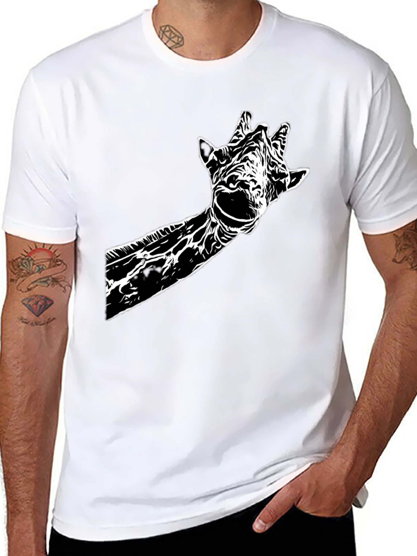 Black Giraffe Graphic Tee - Stylish Black Cotton T-Shirt view 8