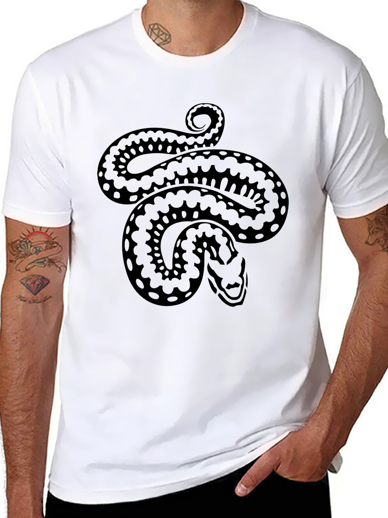 Black Snake Graphic Tee - Black Cotton Comfort view 8