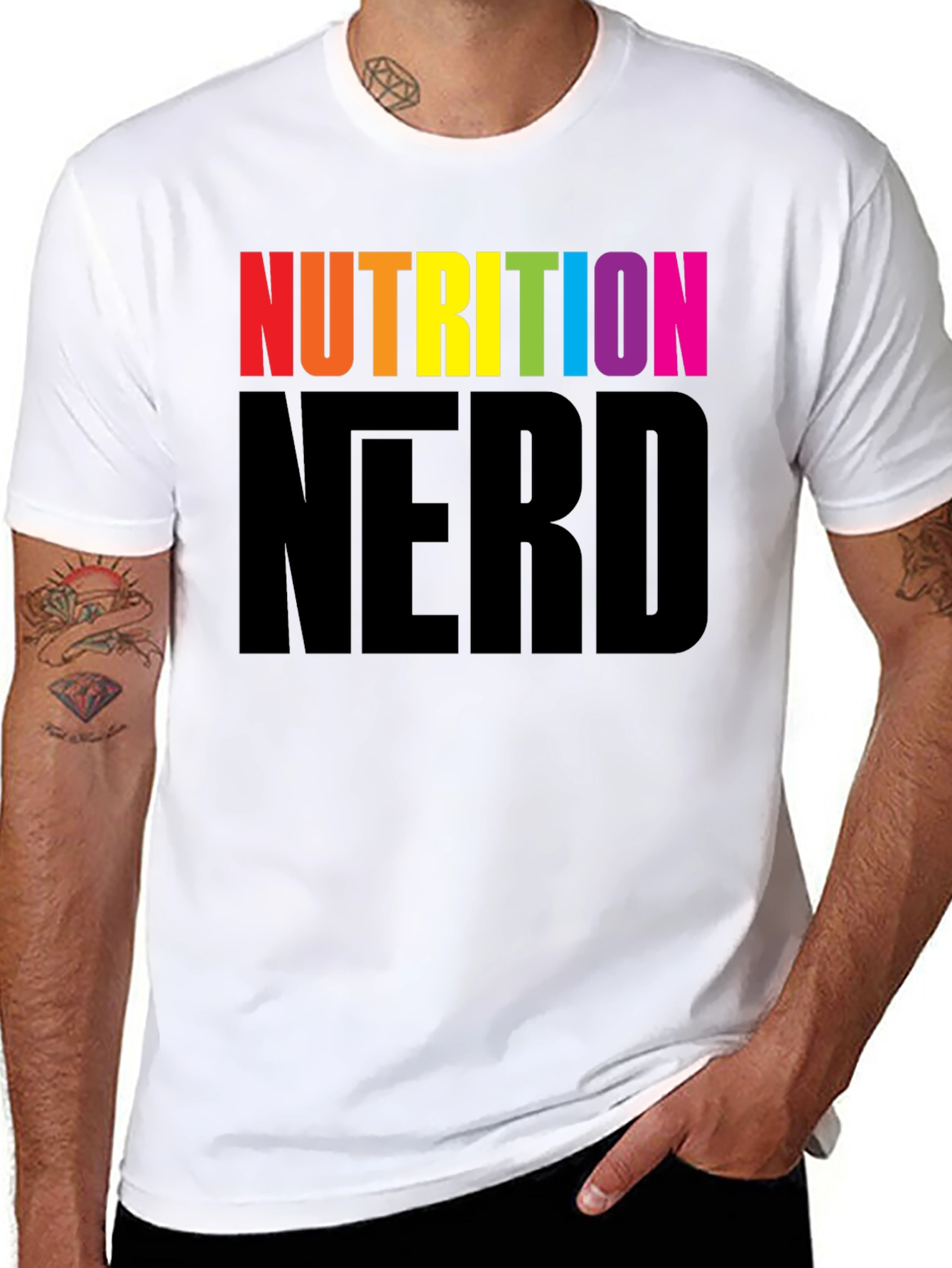 Nutrition Nerd Rainbow Graphic Black T-Shirt - 8