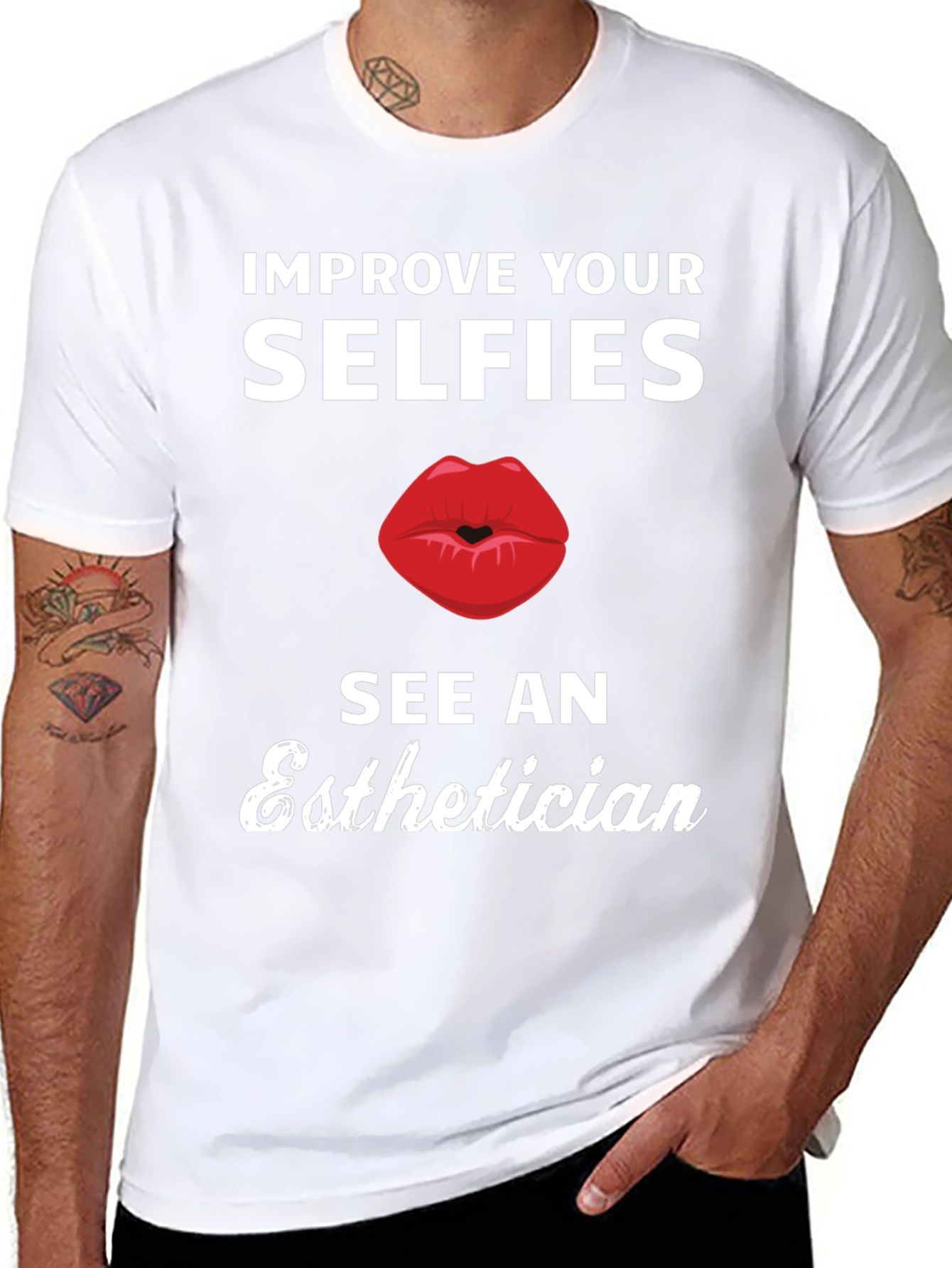 Black Improve Your Selfies Esthetician T-Shirt view 8