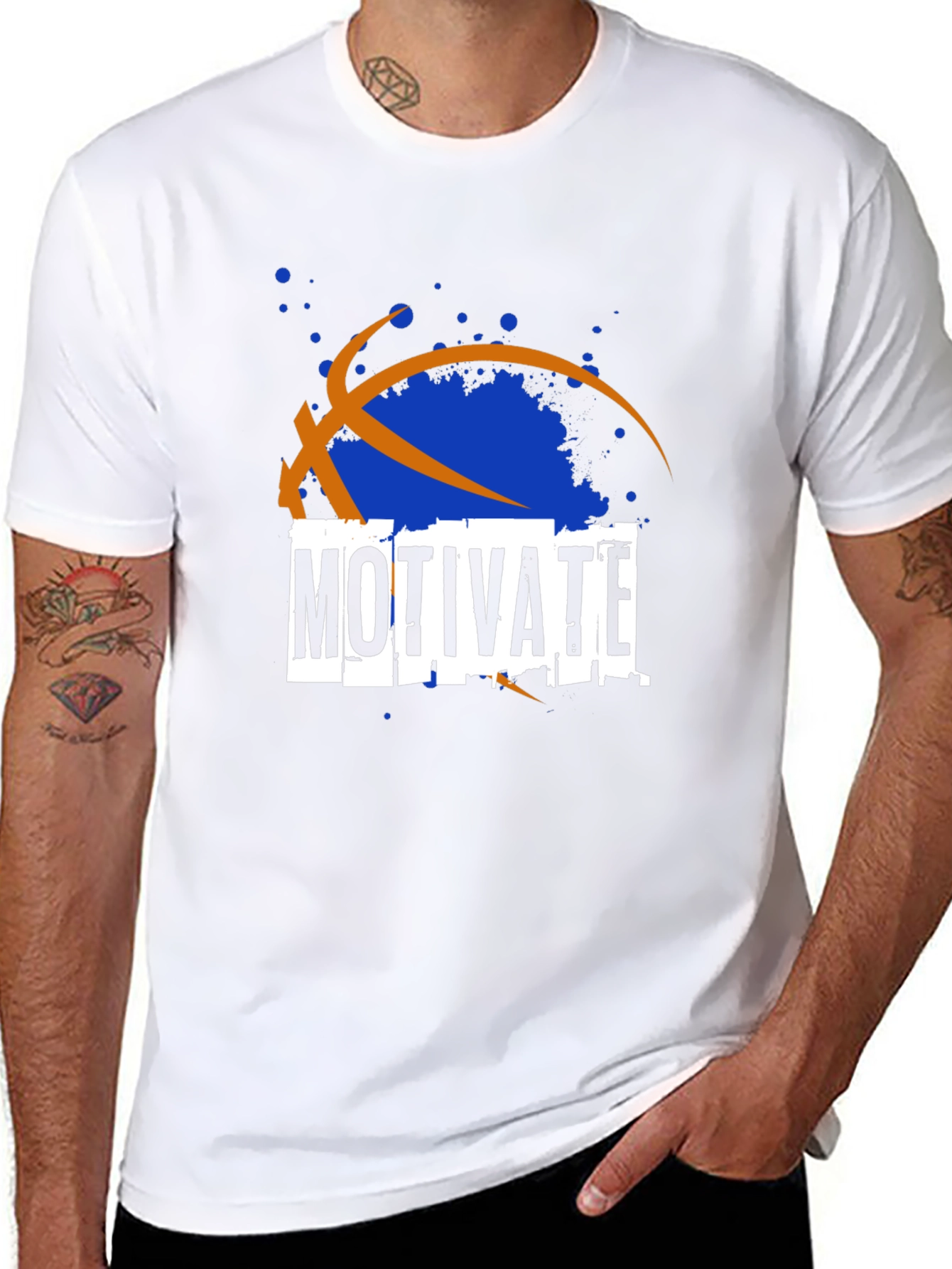 Black Motivate Basketball Graphic T-Shirt view 8