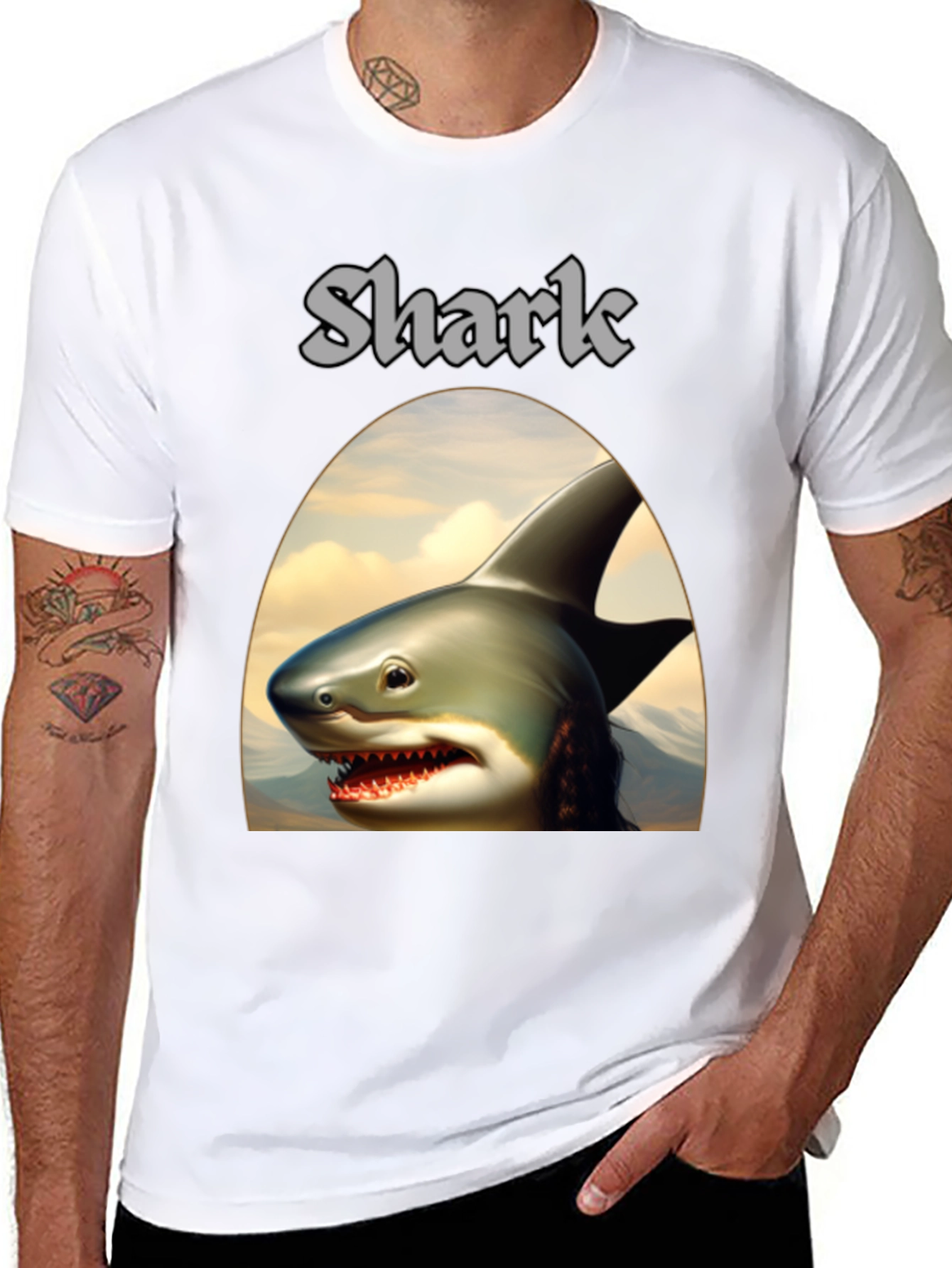 Black Shark Graphic Tee - Black Novelty T-Shirt view 8