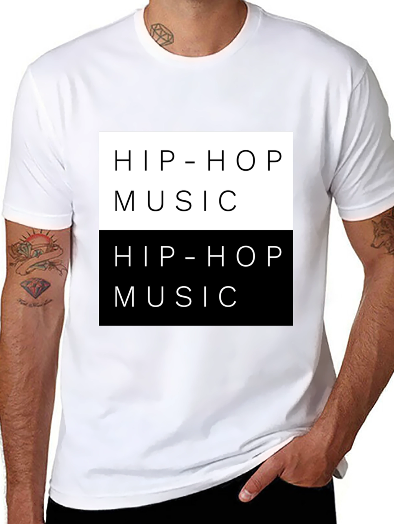 Black Hip-Hop Music T-Shirt Black Trendy Graphic Tee view 8