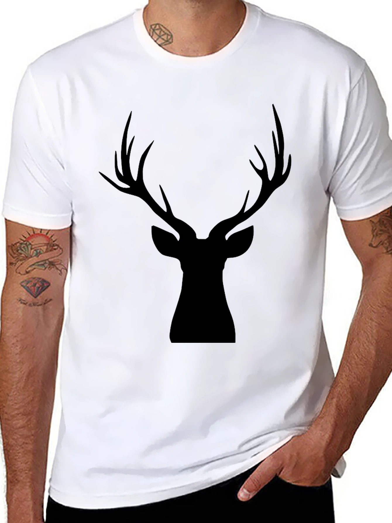 Black Black Deer Silhouette Graphic Tee view 8