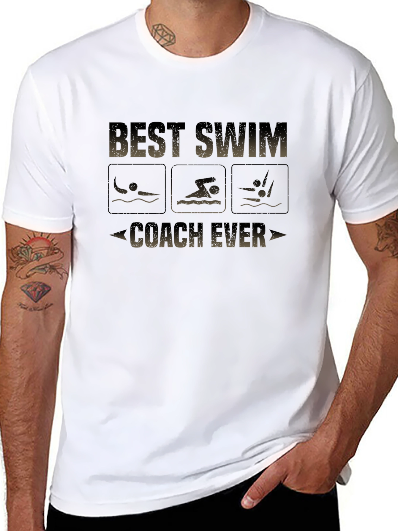 Black Best Swim Coach Ever T-Shirt view 8