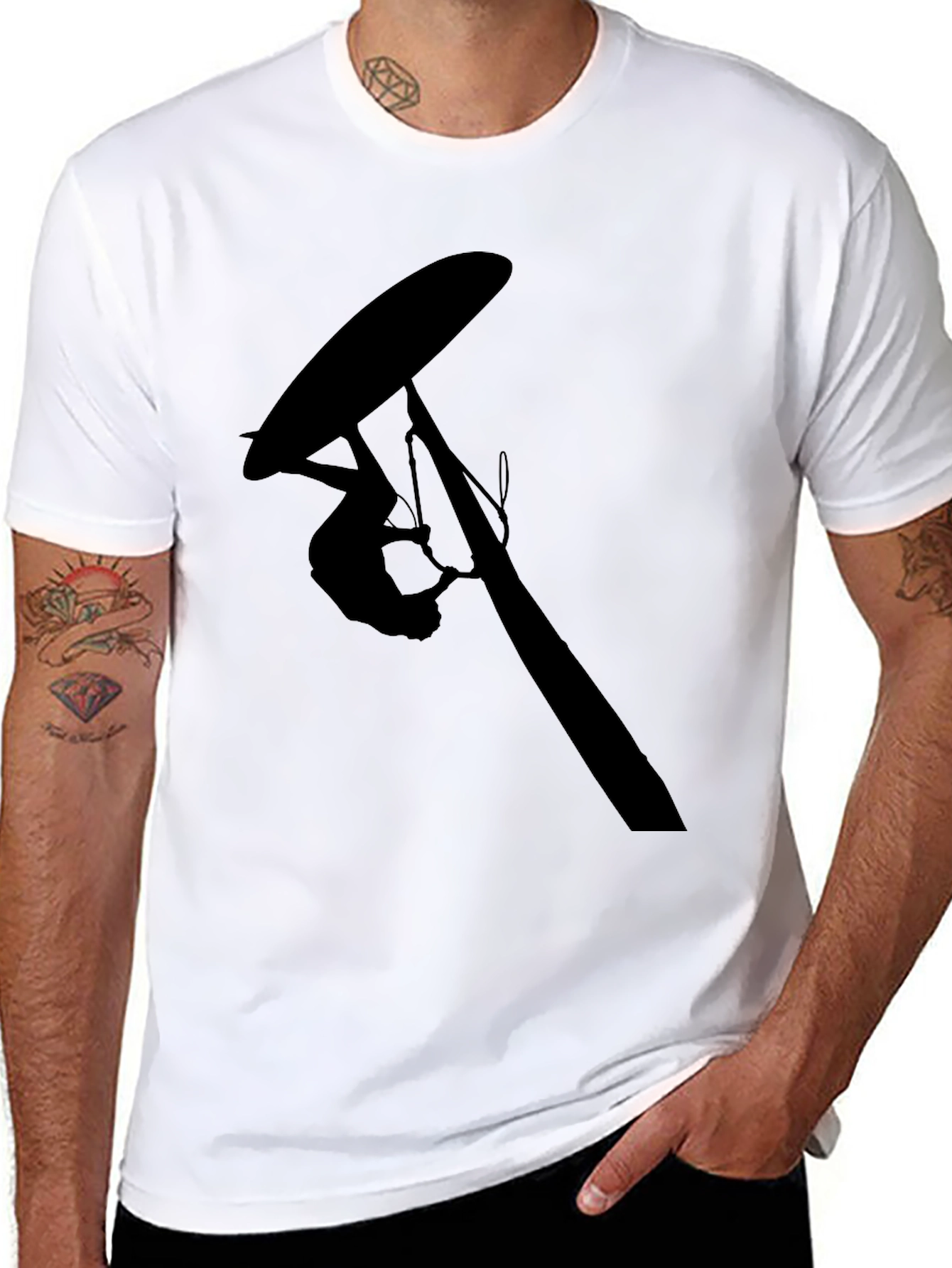 Black Black Hang Gliding Silhouette T-Shirt view 8