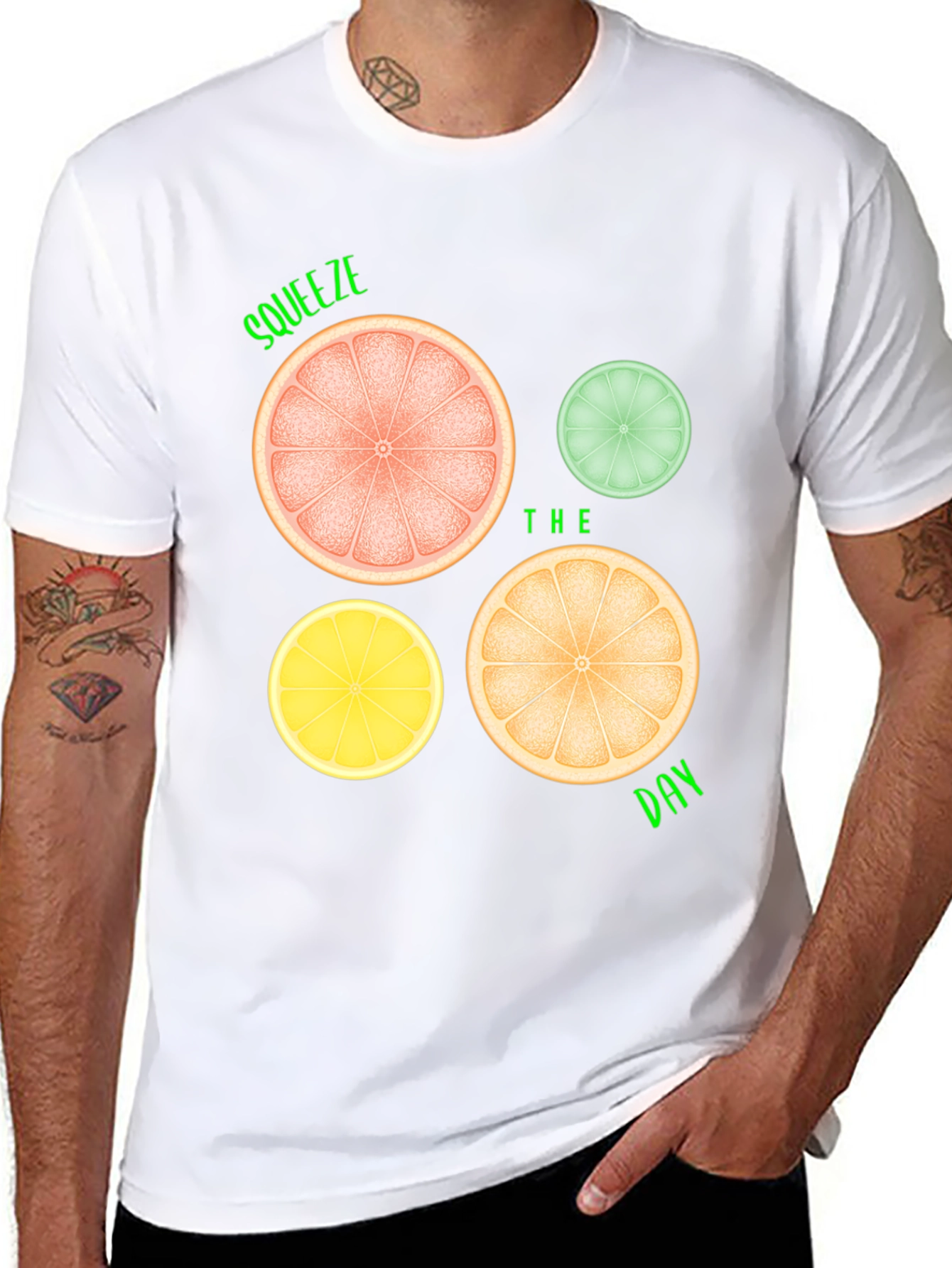 Black Squeeze the Day Graphic Tee - Citrus Fruit Design view 8