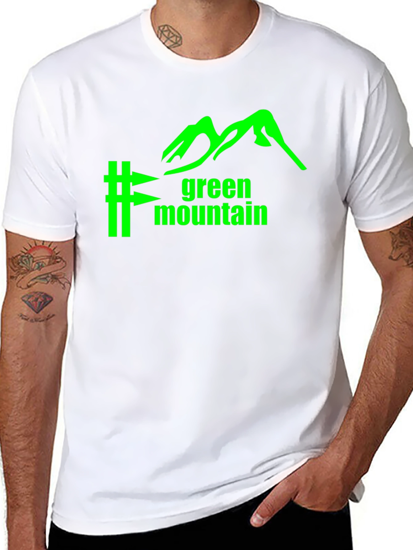 Black Green Mountain Graphic Tee - Black Cotton Blend view 8