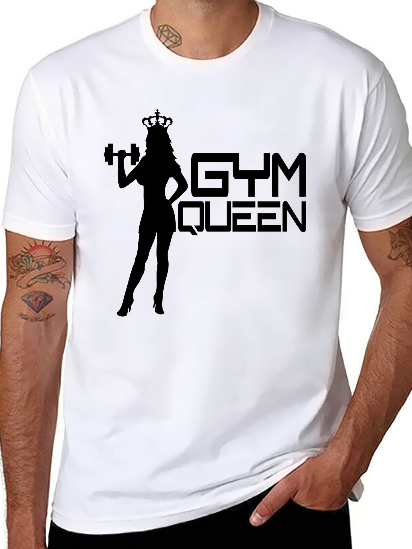 Black Gym Queen Graphic Tee - Black Fitness T-Shirt view 8