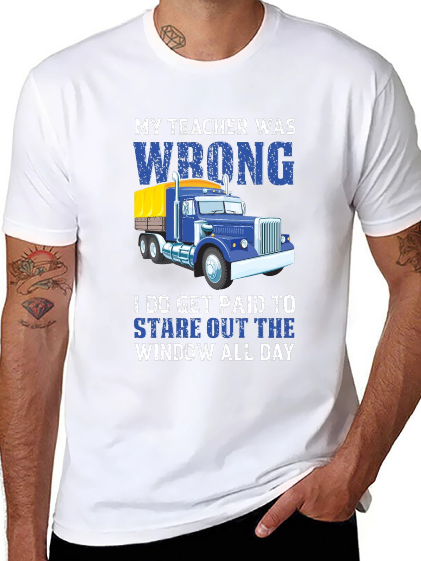 Black Funny Trucker T-Shirt: My Teacher Was Wrong view 8