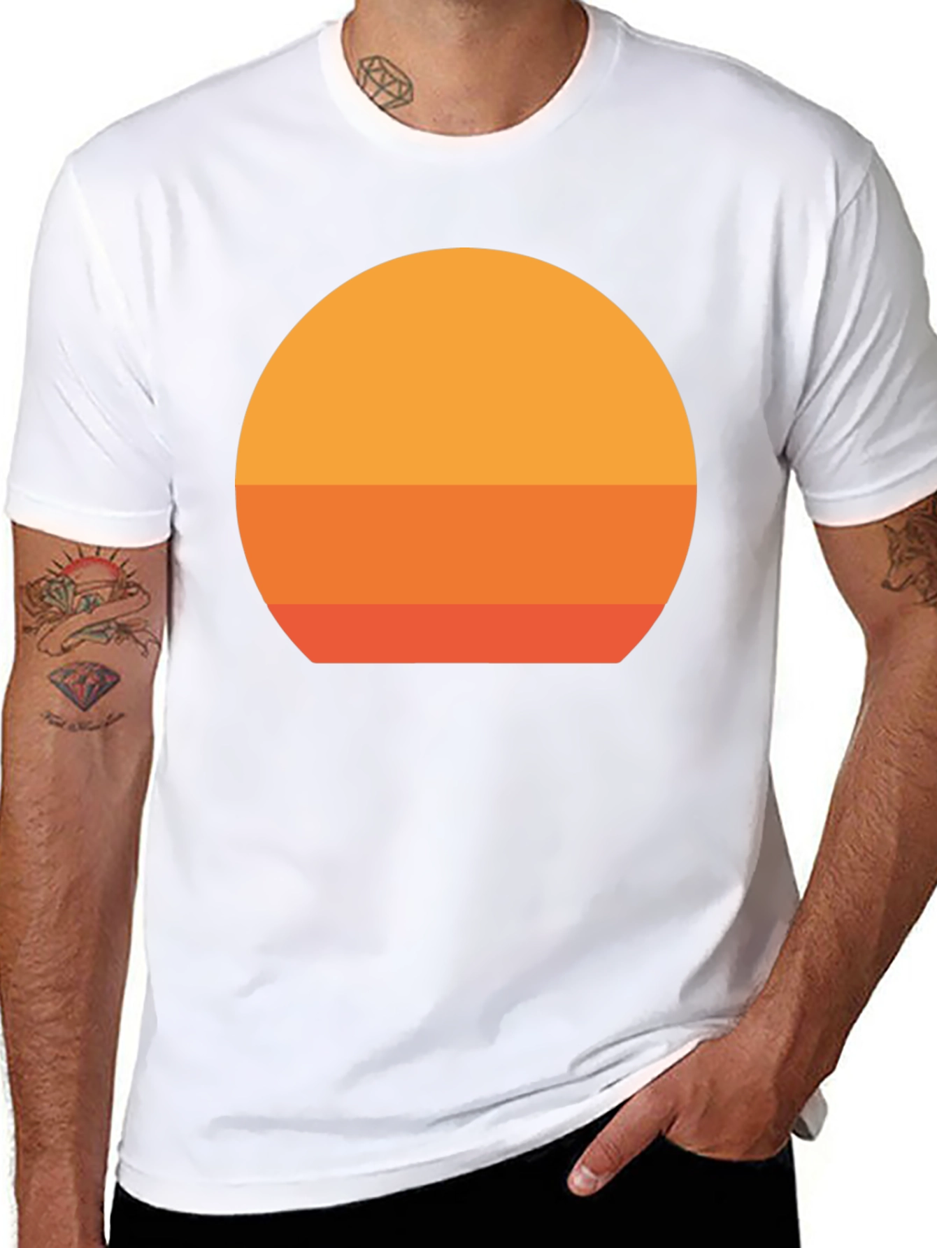Black Retro Sunset Graphic Black T-Shirt view 8