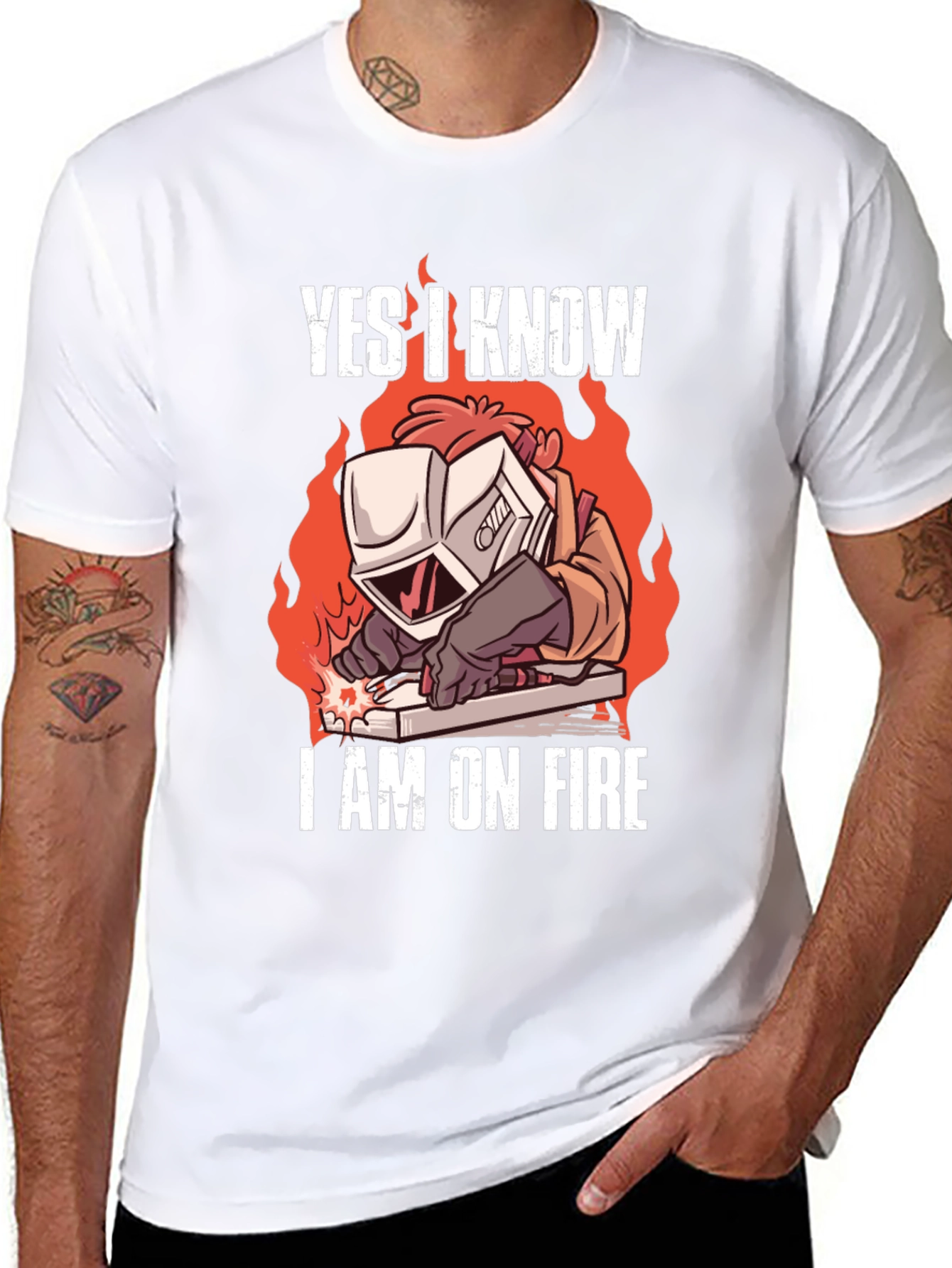 Black Yes, I Know I'm On Fire Welding T-Shirt view 8