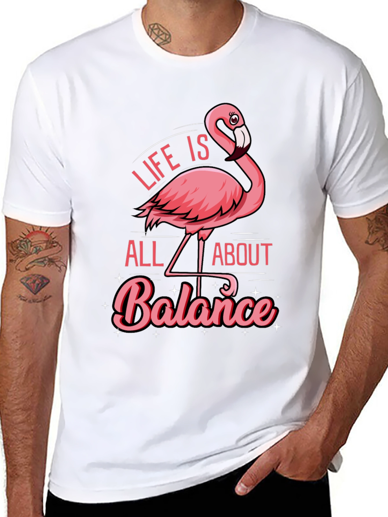 Black Life is All About Balance Flamingo Graphic T-Shirt view 8