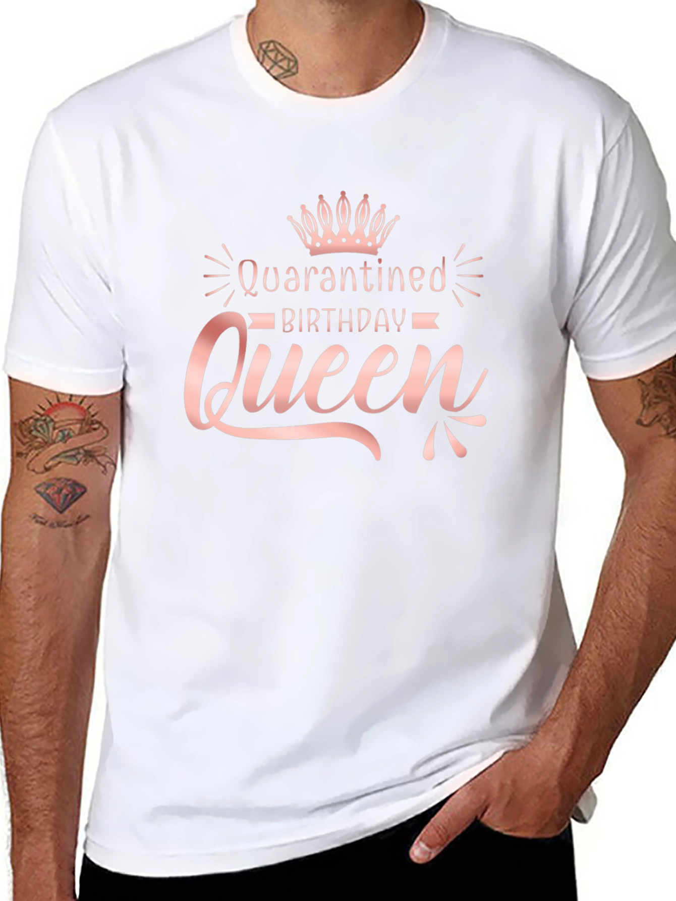 Black Quarantined Birthday Queen T-Shirt view 8