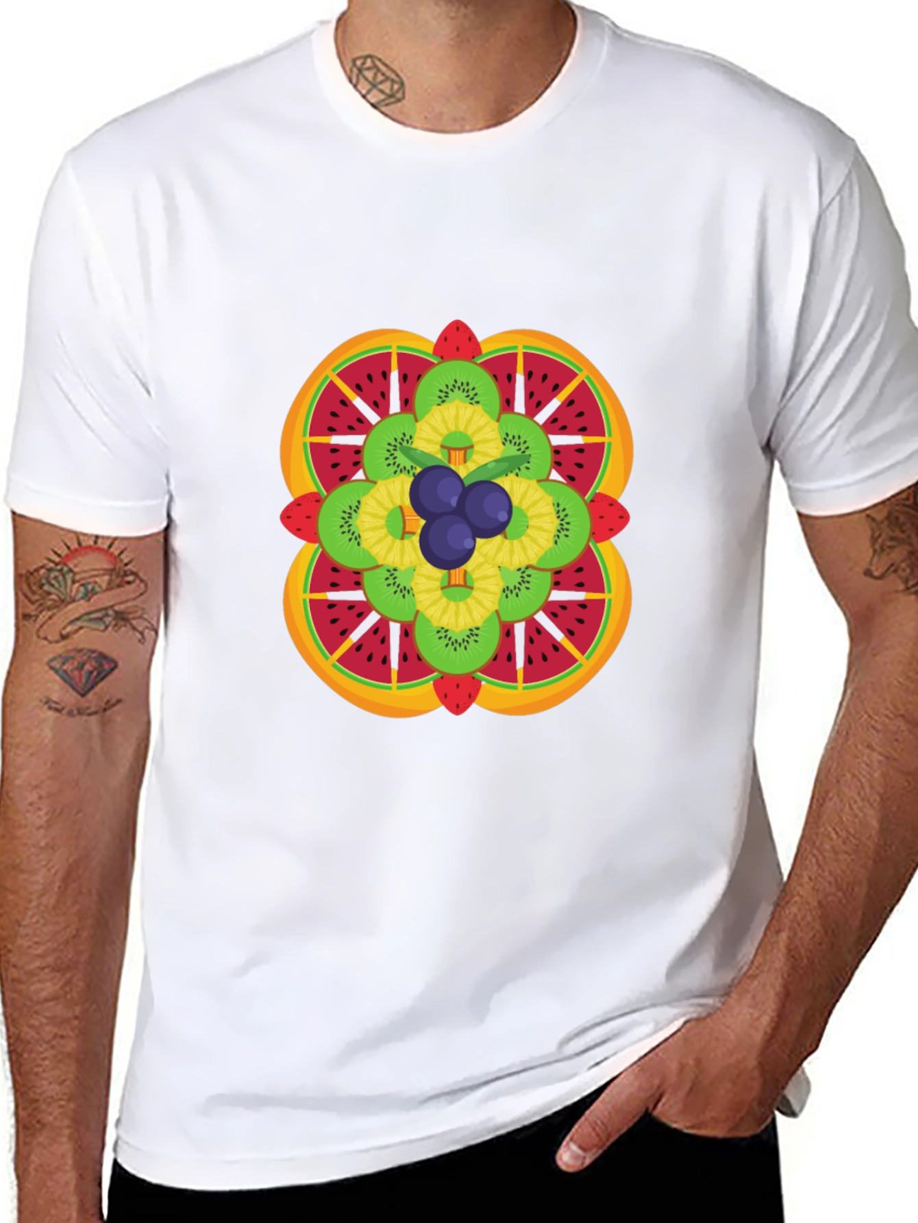 Black Fruit Mandala Graphic Tee - Stylish & Unique Design view 8