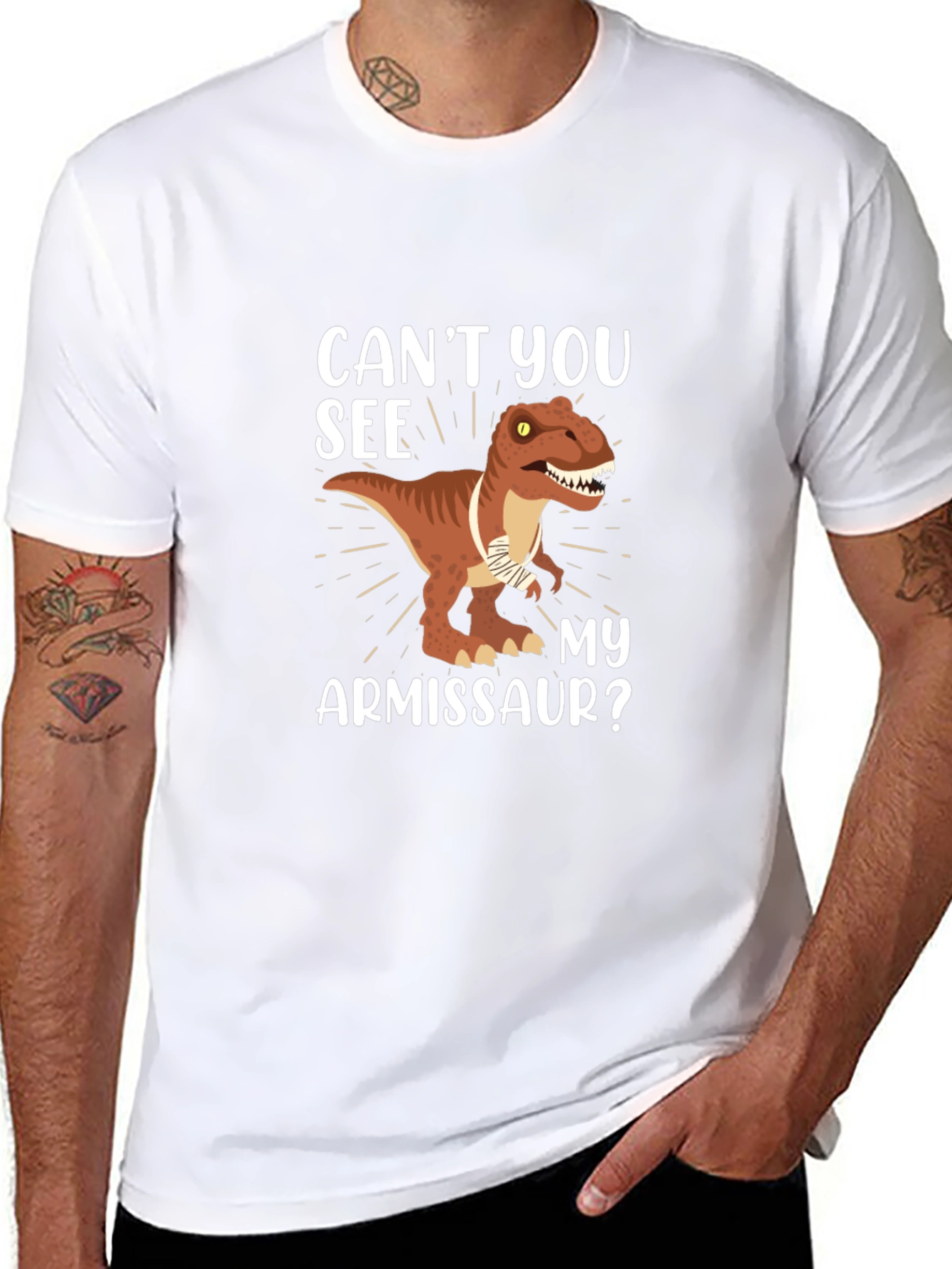 Black Funny Dinosaur Armissaur T-Shirt view 8
