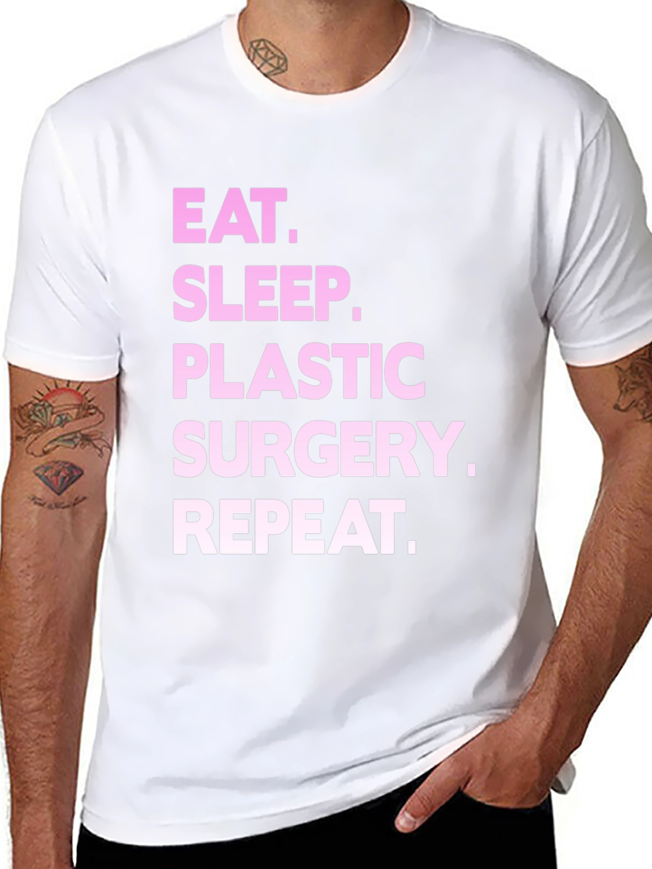 Black Eat Sleep Plastic Surgery Repeat Black T-Shirt view 8