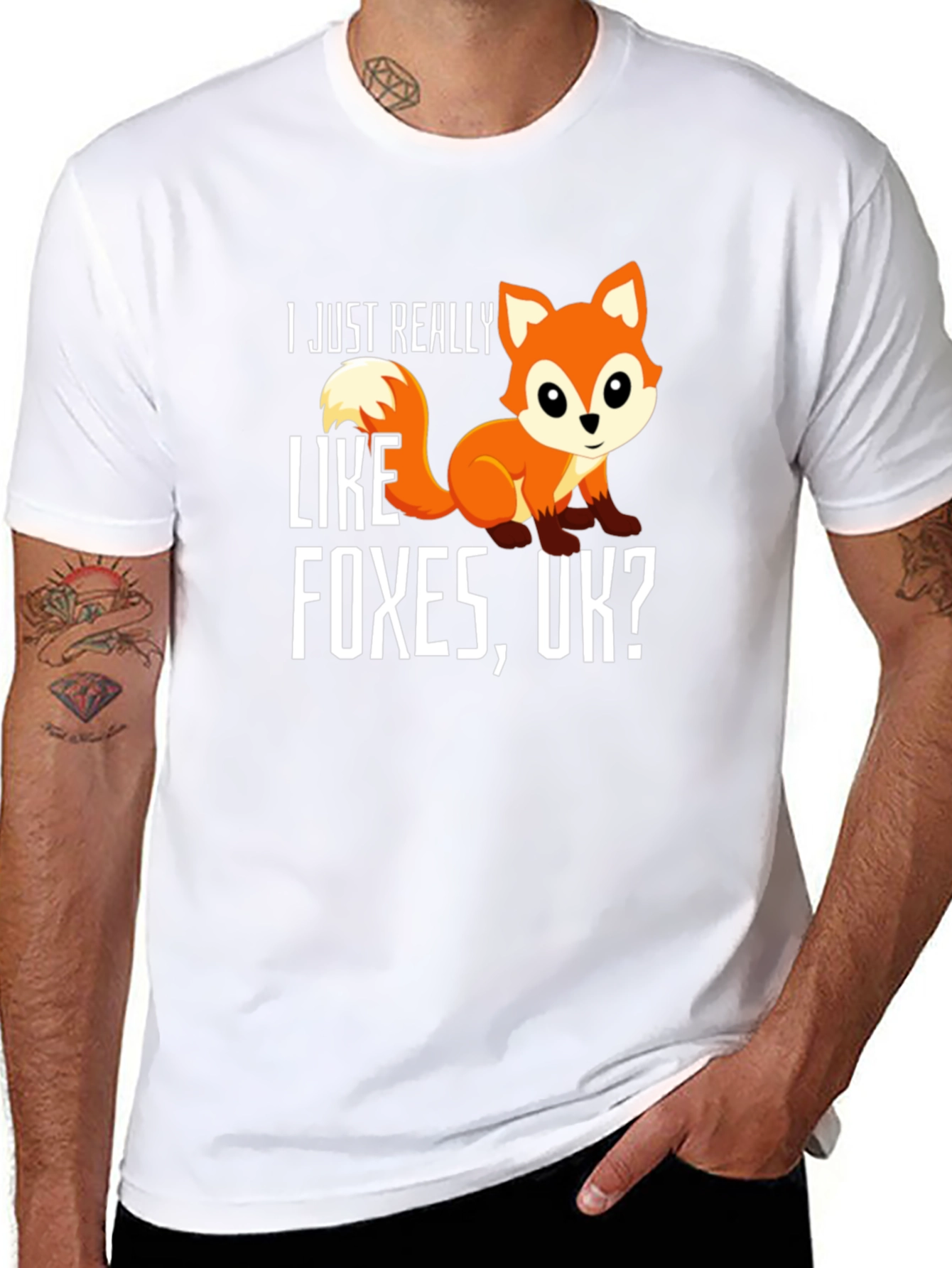 Black I Like Foxes Graphic T-Shirt - Unisex Crew Neck Tee view 8