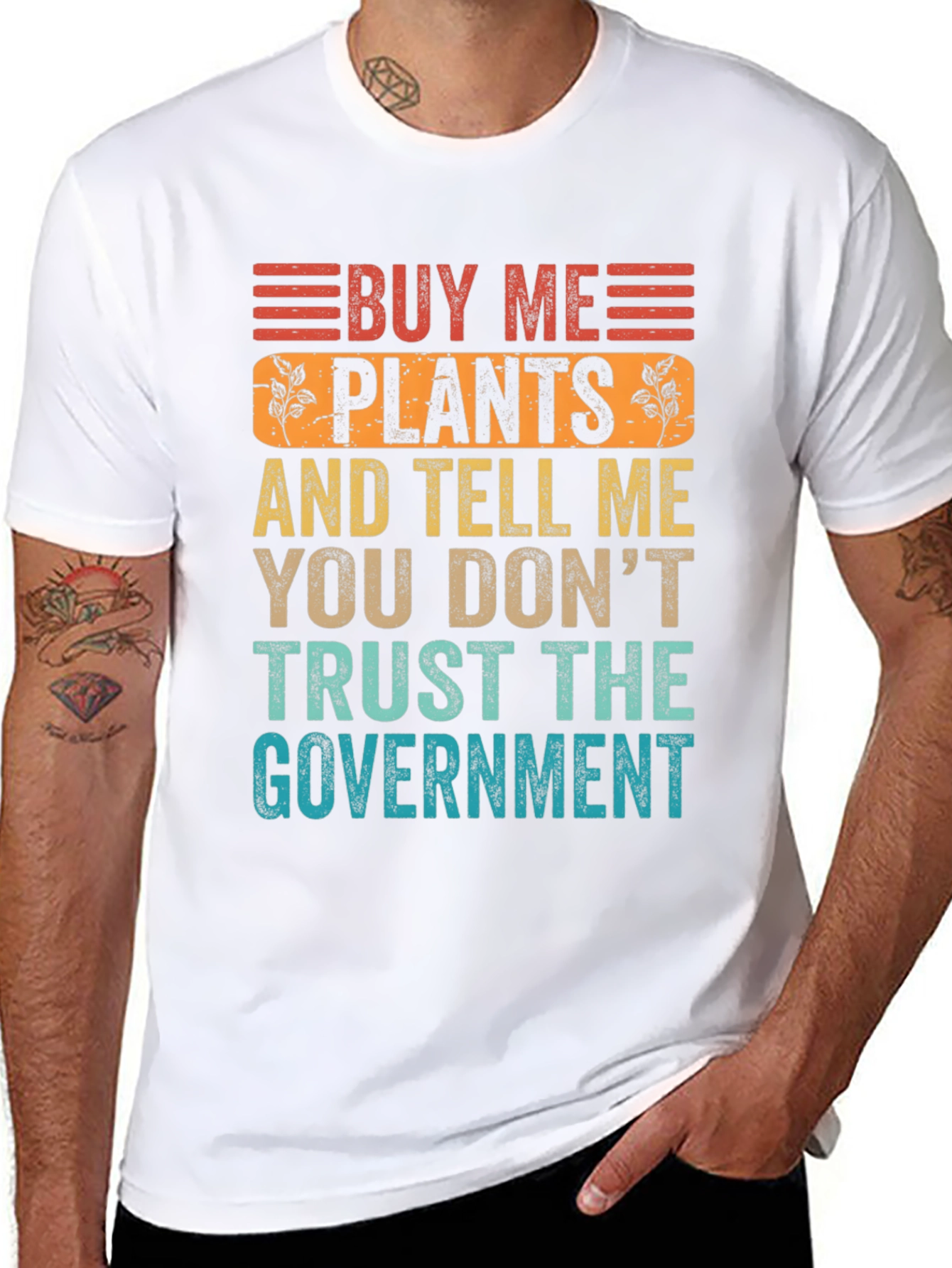 Black Buy Me Plants Funny Sarcastic Graphic T-Shirt view 8