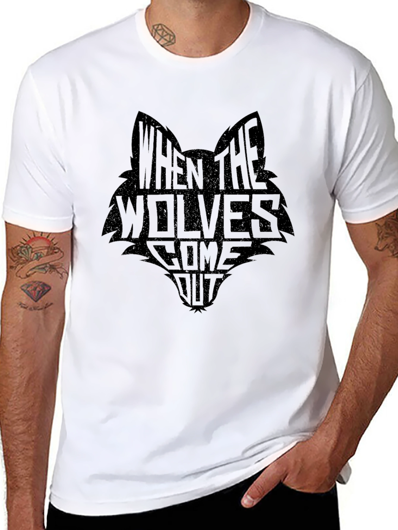 Black When the Wolves Come Out Black T-Shirt view 8