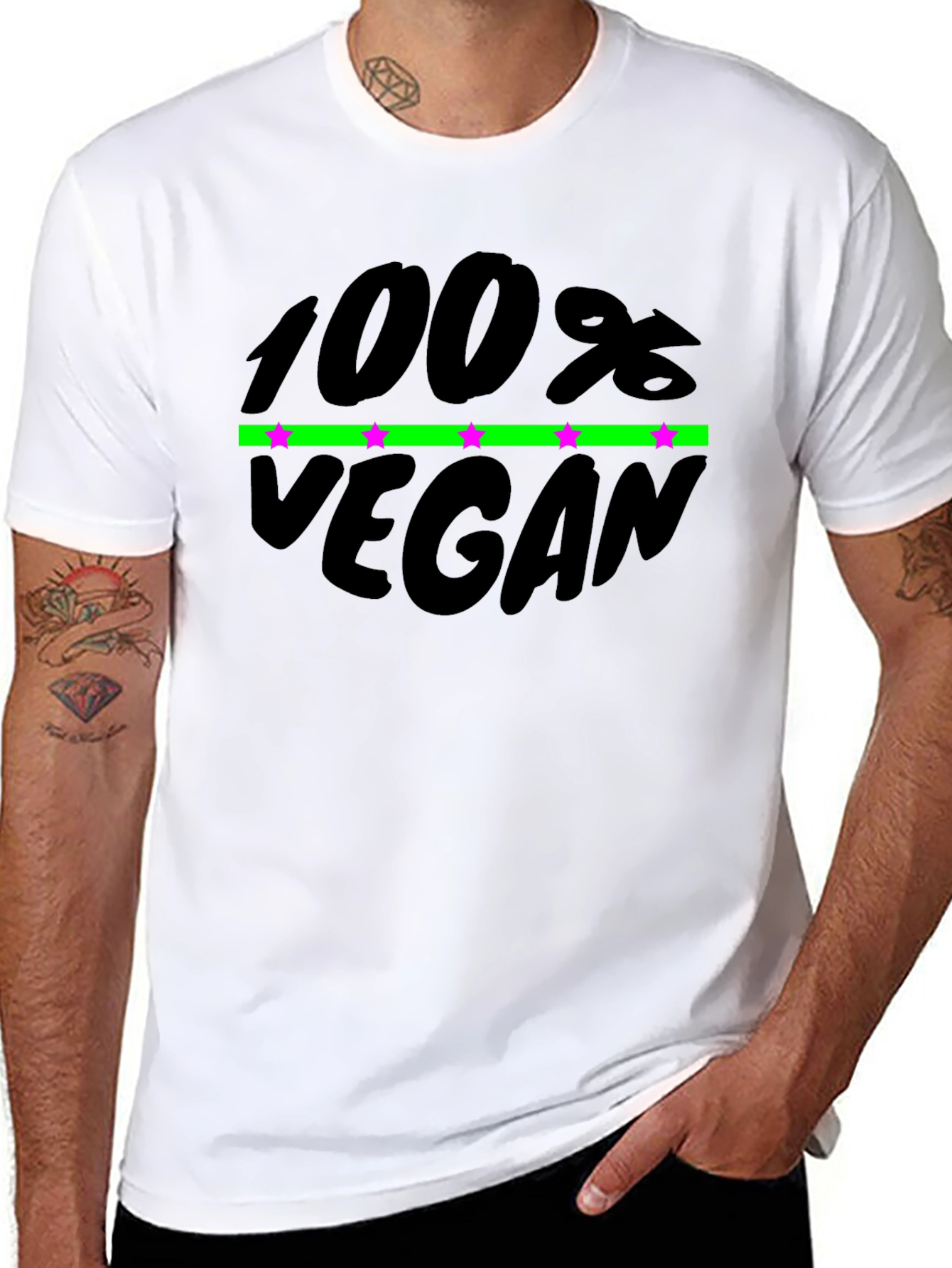 Black 100% Vegan Graphic T-Shirt - Black view 8