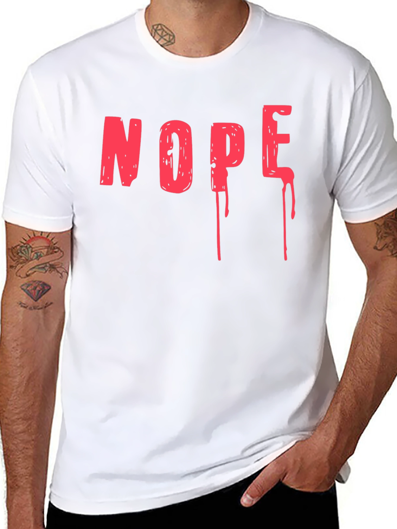 Black Nope Drip Graphic Tee - Black Cotton T-Shirt view 8