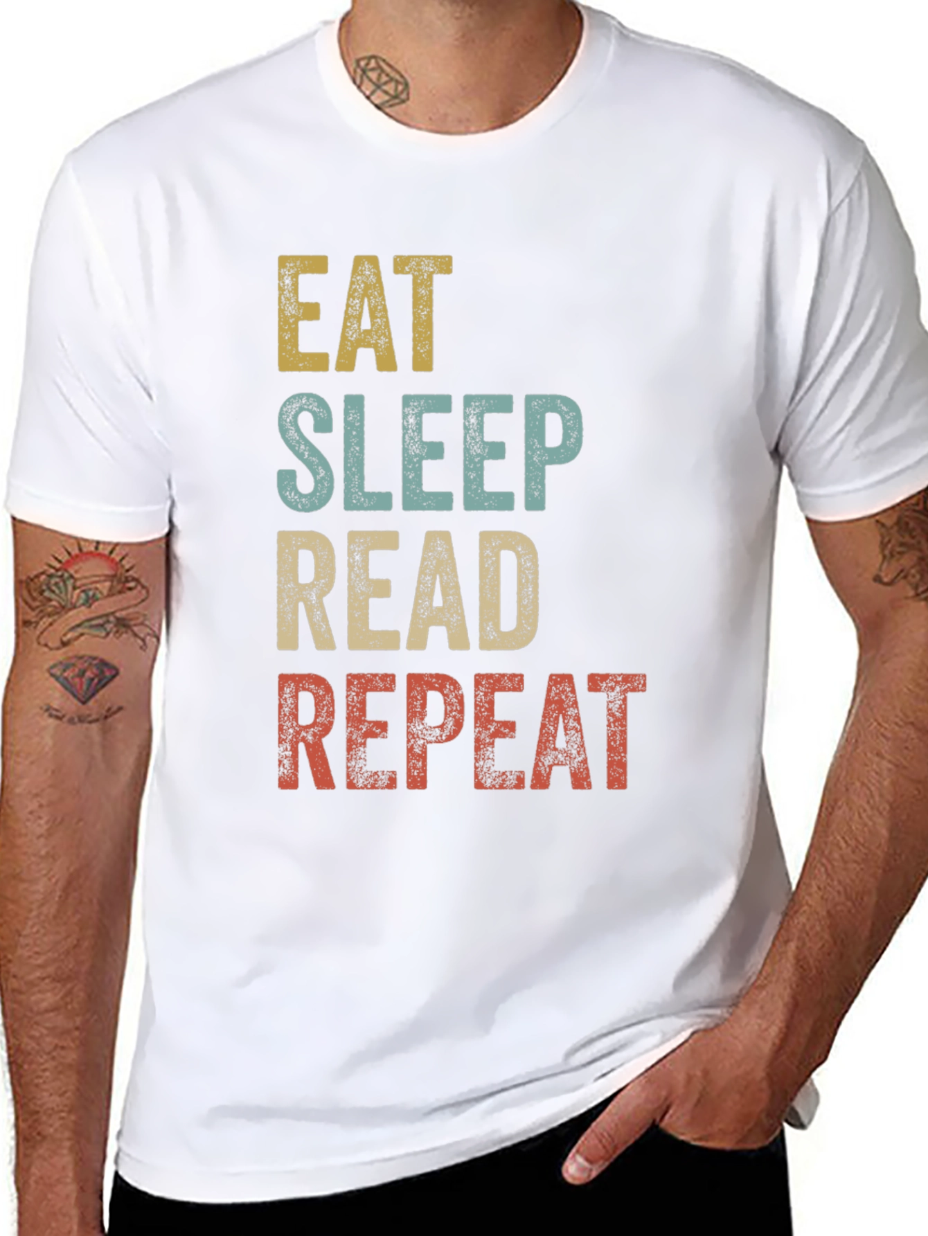 Black Eat Sleep Read Repeat Graphic Tee view 8
