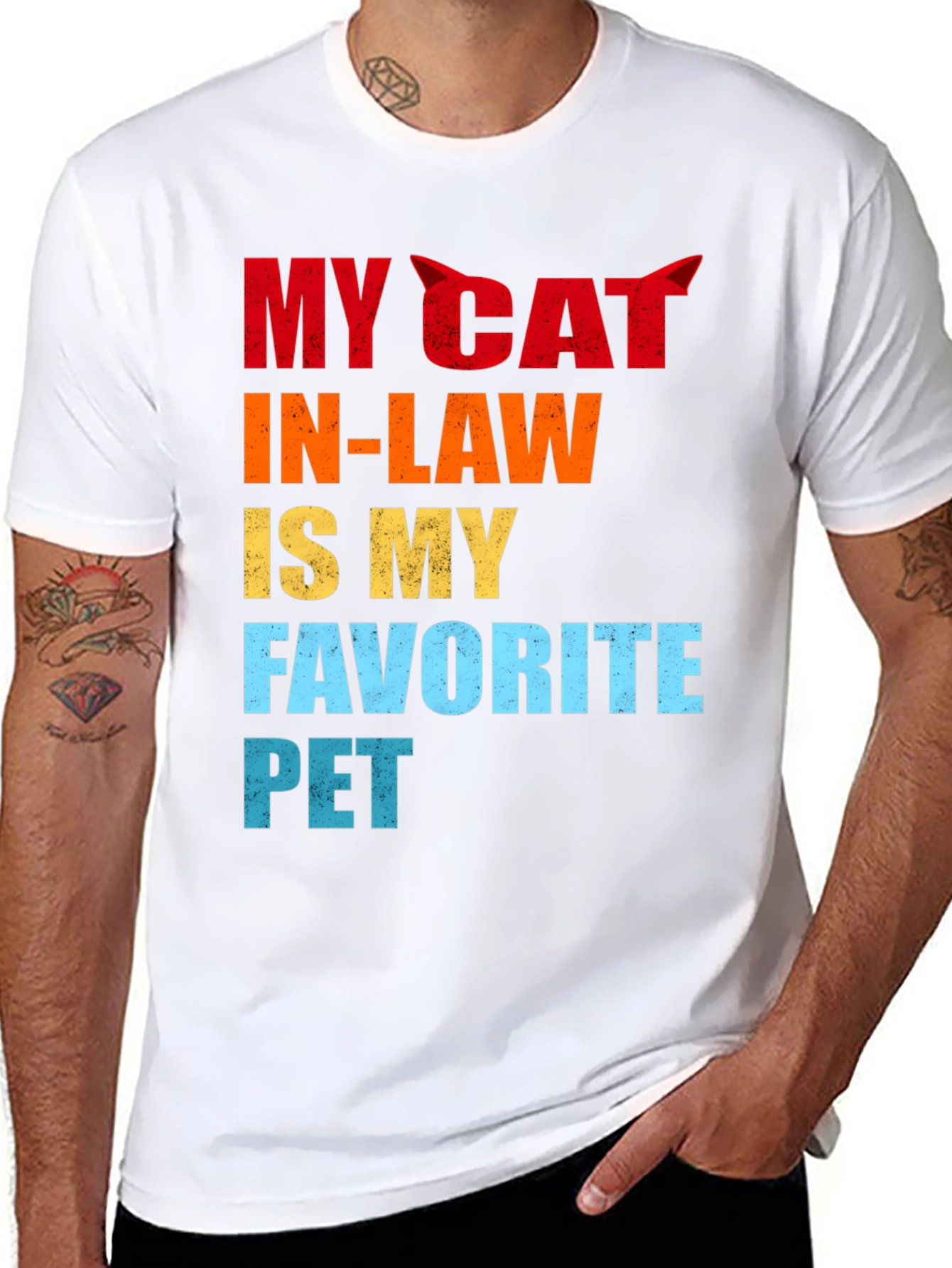 Black My Cat In-Law Favorite Pet Graphic T-Shirt view 8