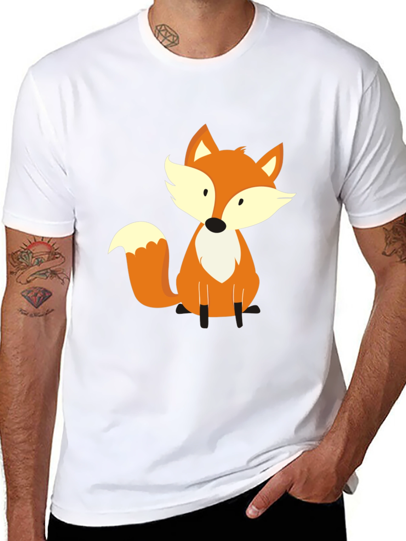 Black Cute Fox Graphic Tee - Soft Black T-Shirt view 8