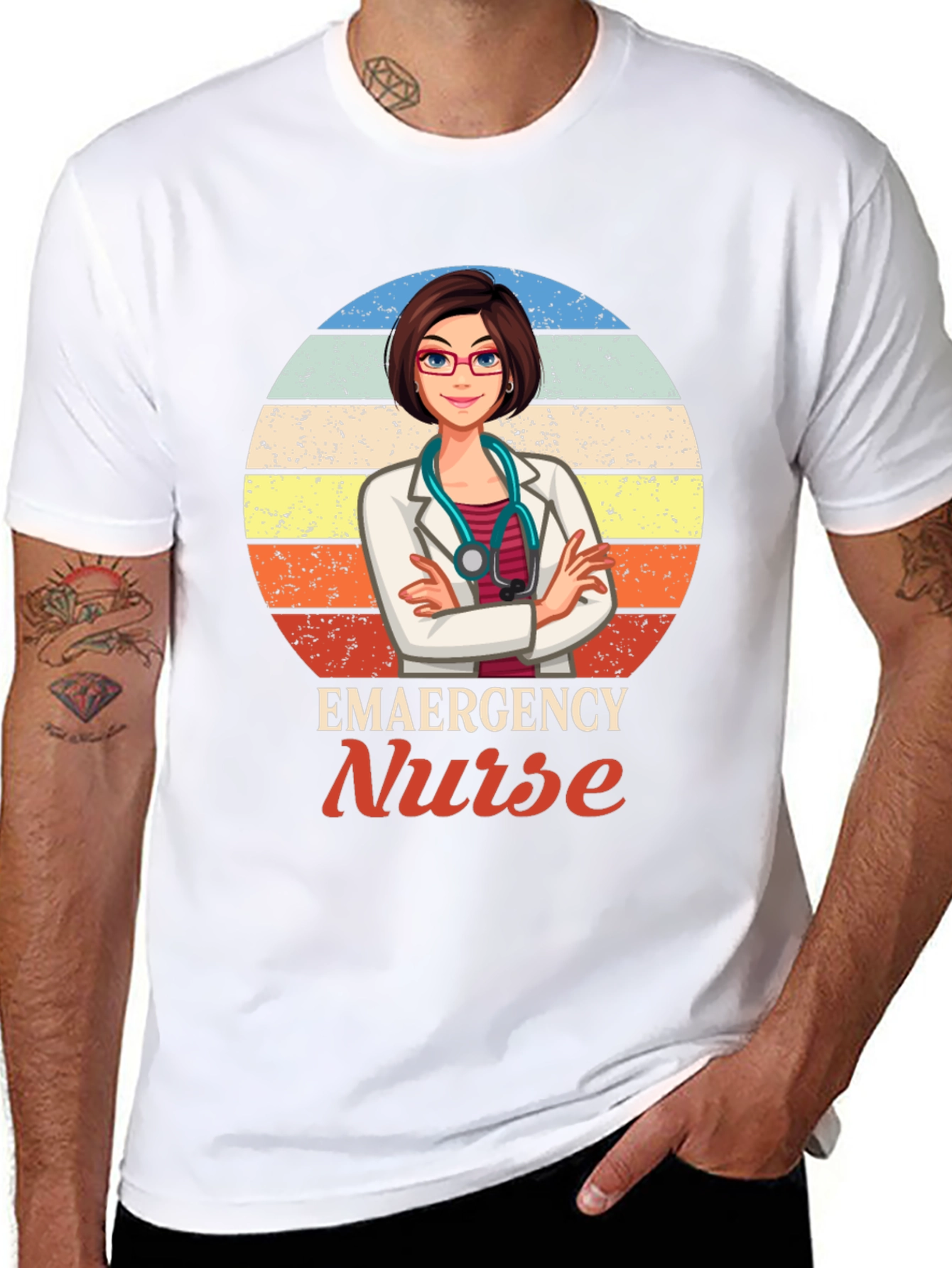 Black Emergency Nurse Graphic T-Shirt view 8