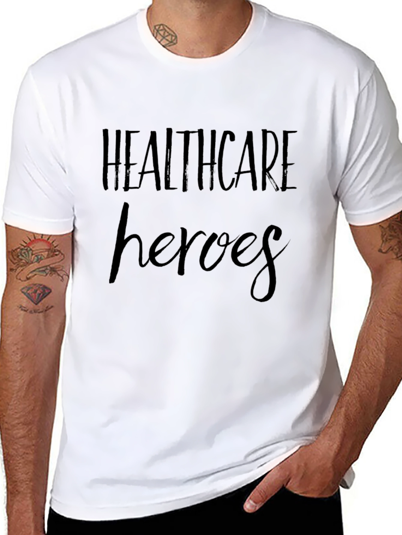 Black Healthcare Heroes Graphic T-Shirt view 8