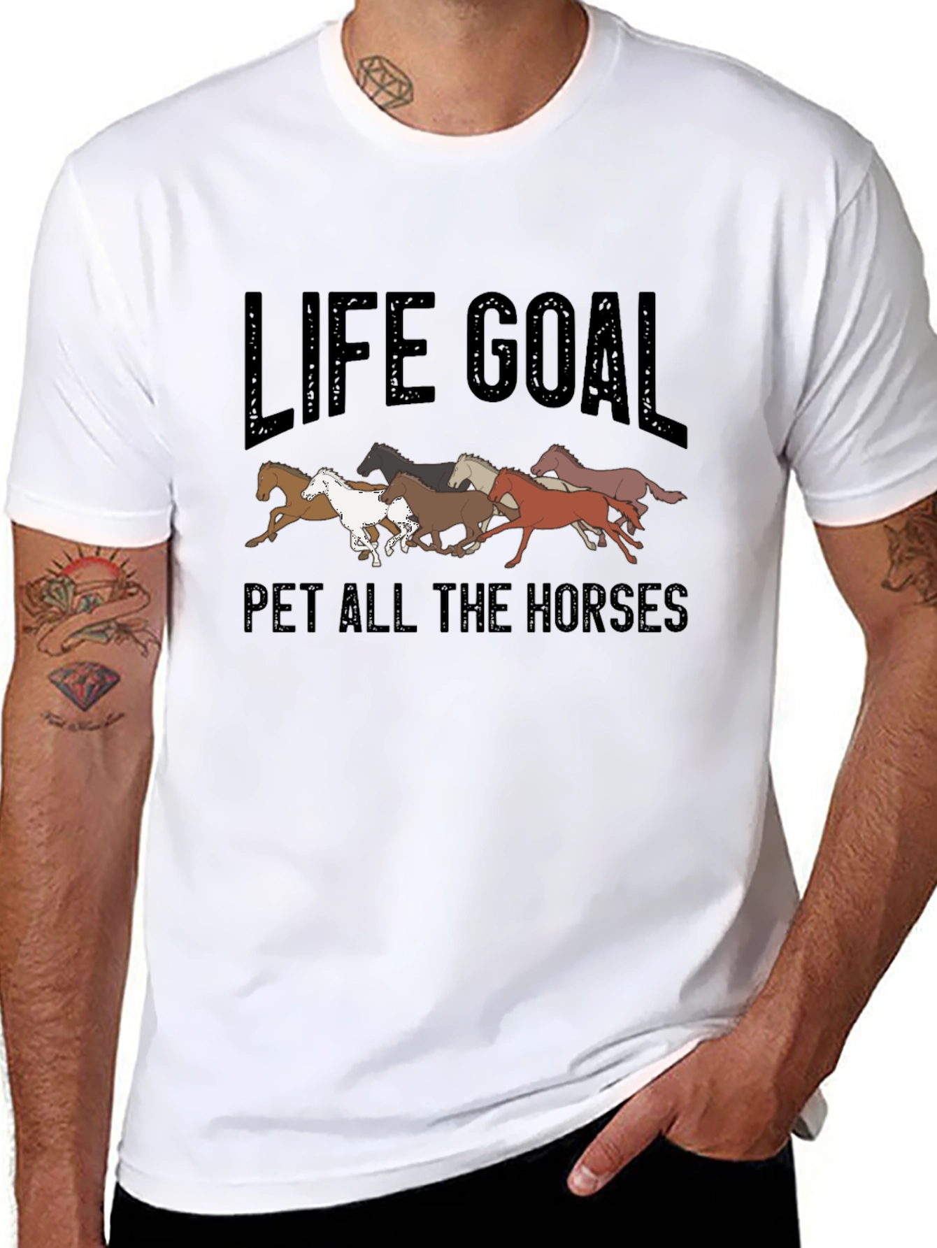 Black Life Goal Pet All The Horses Graphic T-Shirt view 8