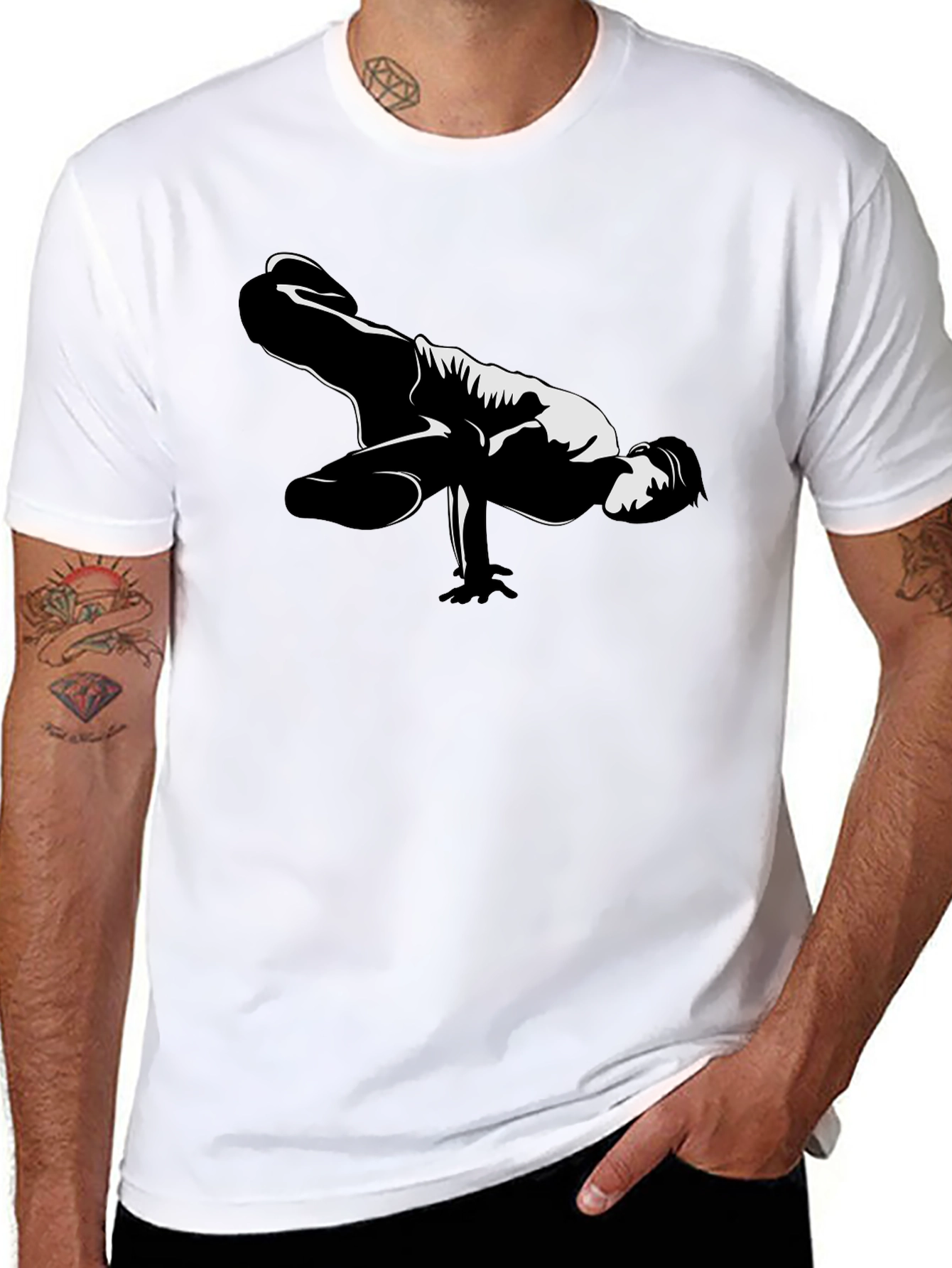Black Cool Breakdance Pose Graphic T-Shirt - Black view 8