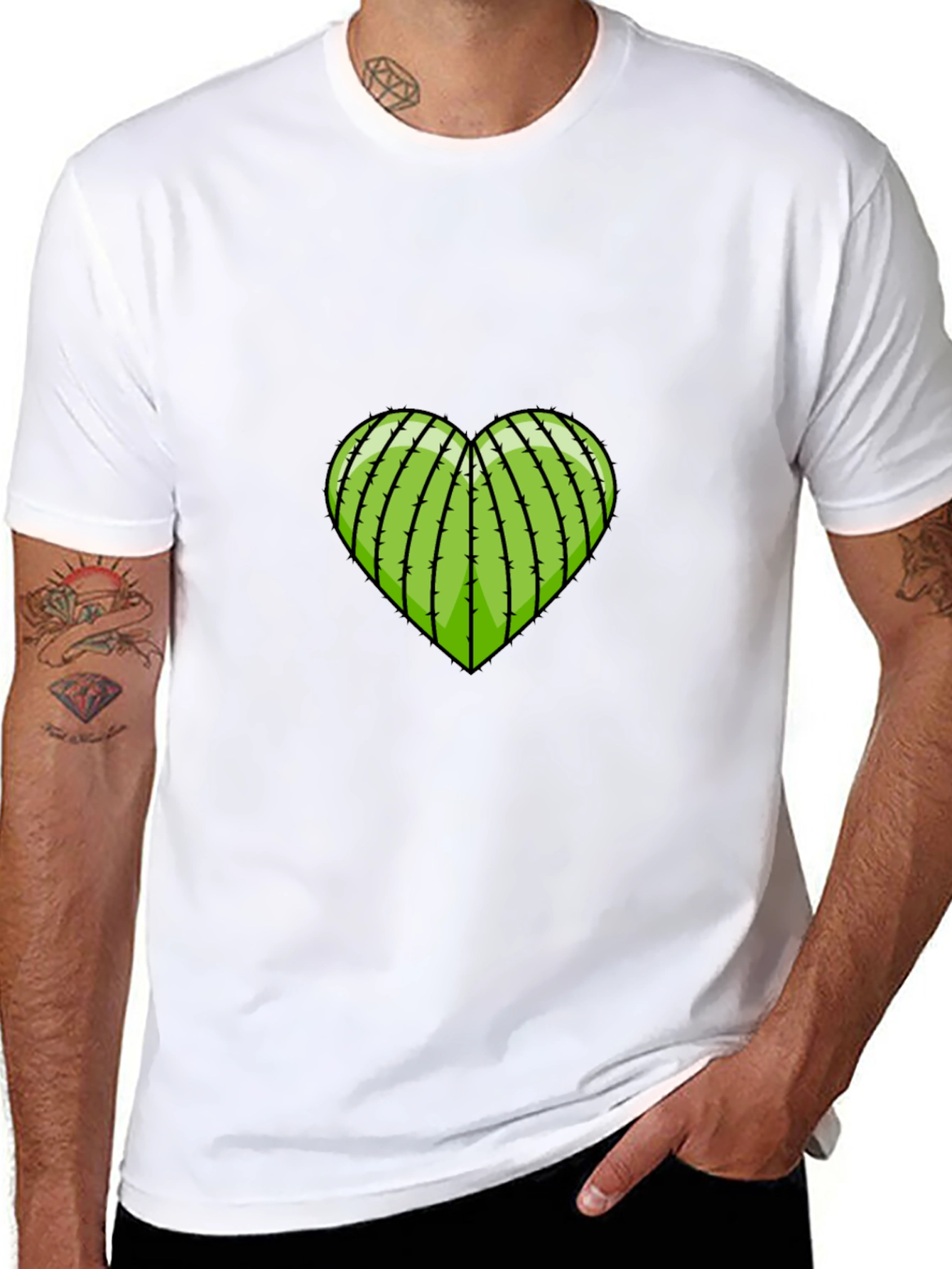 Black Prickly Love T-Shirt - Heart Cactus Graphic Tee view 8