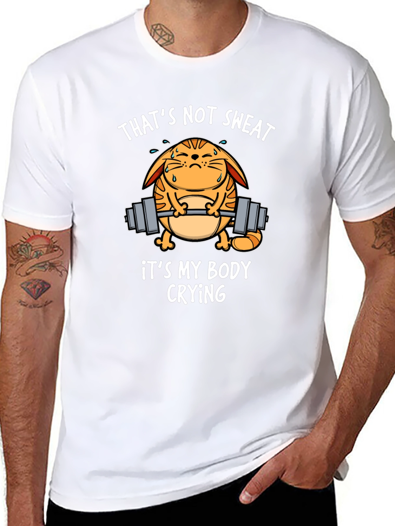 Black Funny Gym Cat T-Shirt - That's Not Sweat! view 8