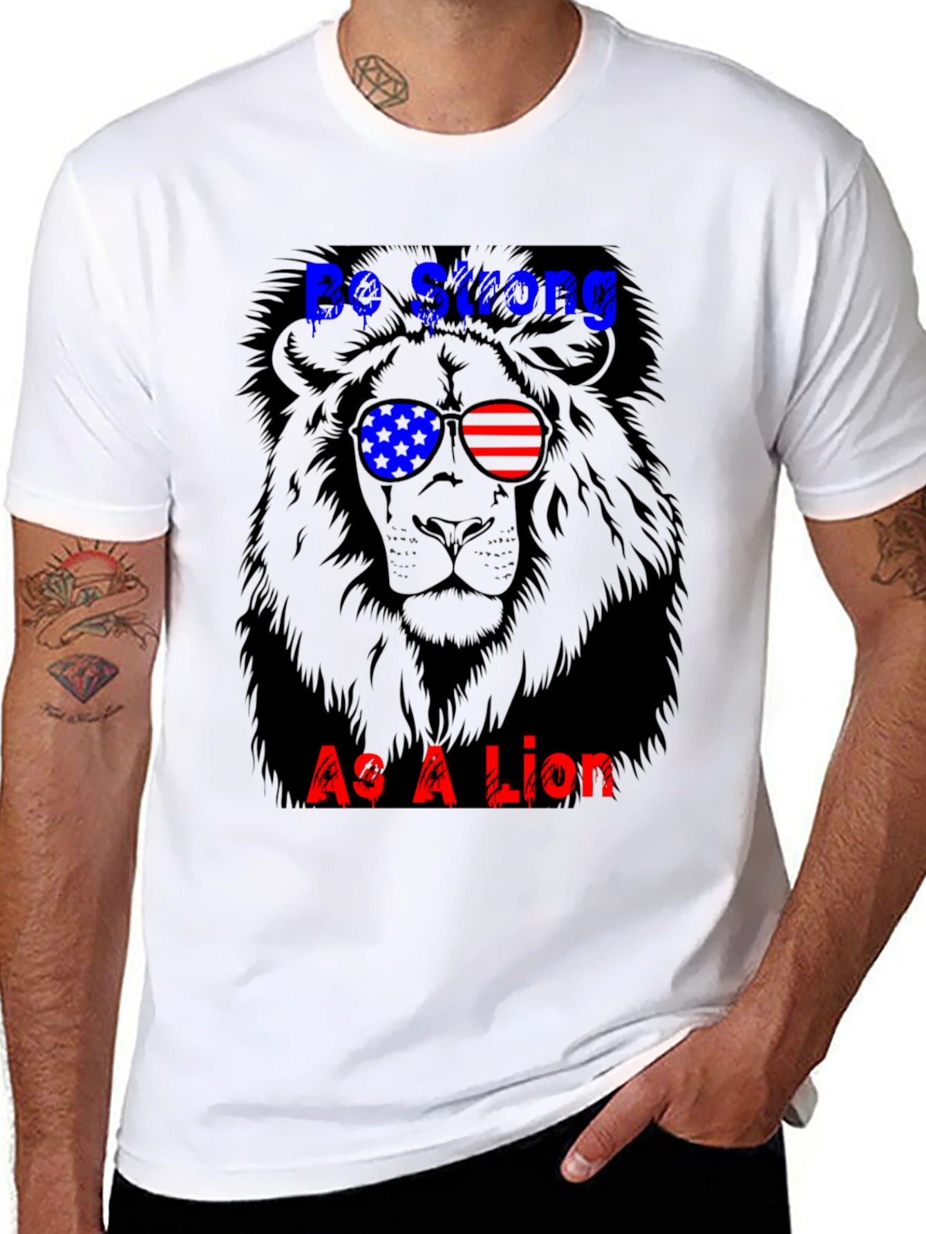 Black Be Strong Lion Graphic Tee view 8
