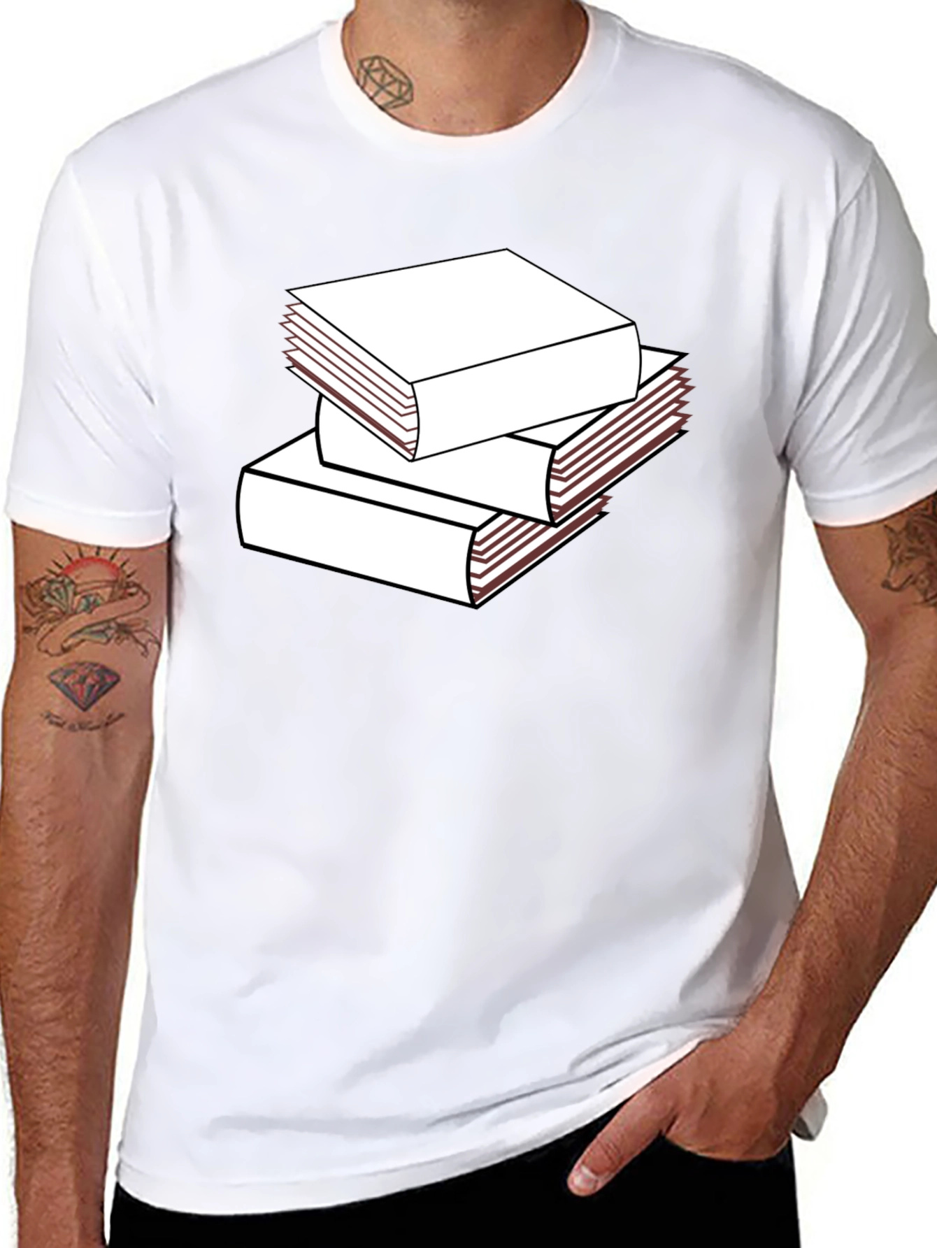 Black Stacked Books Graphic T-Shirt - Black view 8