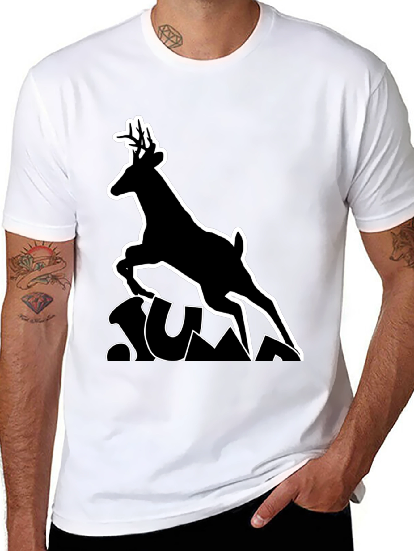 Black Deer Silhouette Graphic Tee - Black view 8