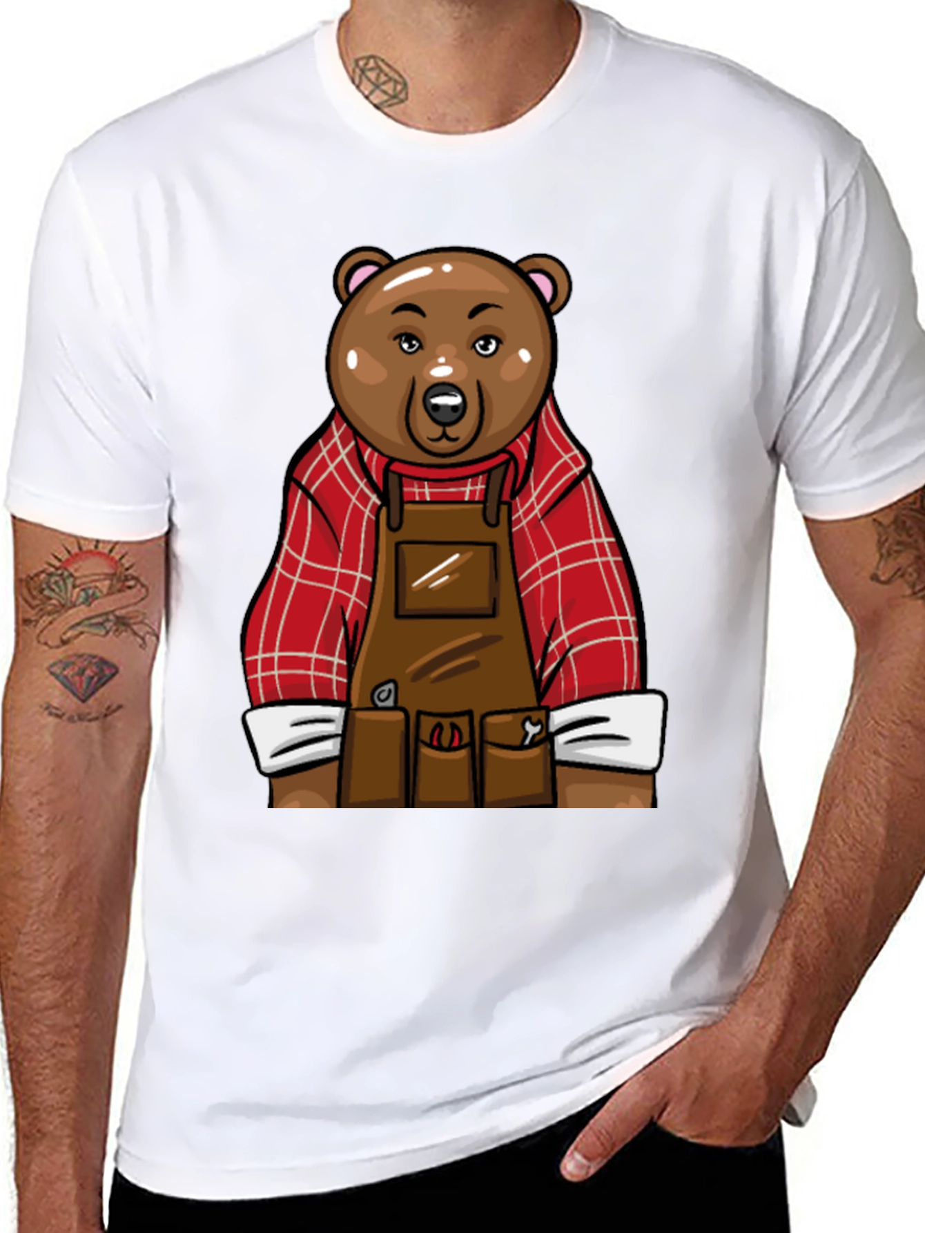 Black Lumberjack Bear Graphic T-Shirt - Black view 8