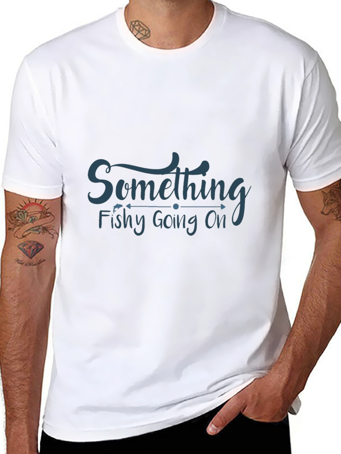 Black Something Fishy Tee - Stylish & Humorous Graphic T-Shirt view 8